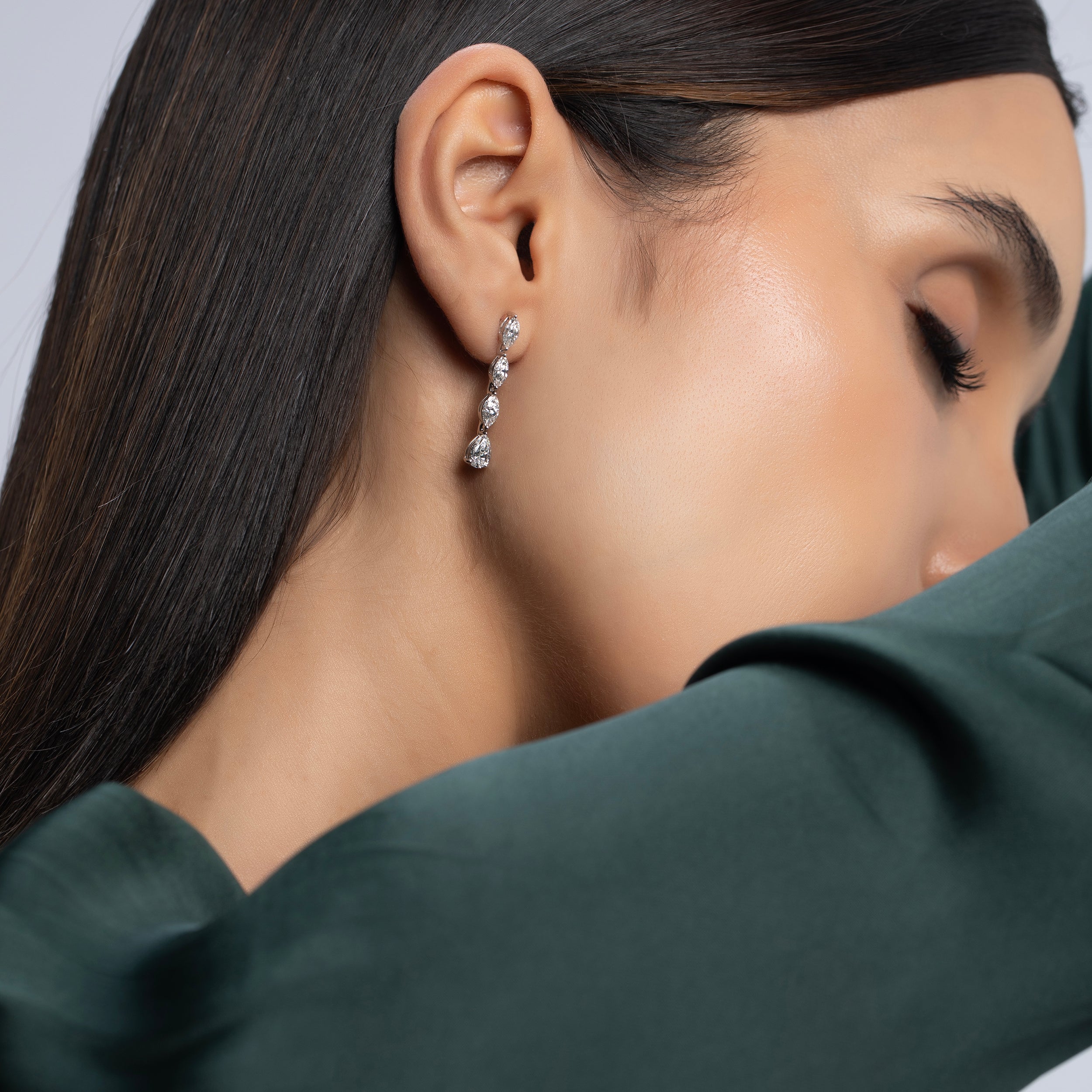 Marquise & Pear Cut Dangle 0.58, 1.00, 0.99 Carat Lab Grown Diamond Earrings | SKU : 0003181966 - crash.club by CKC