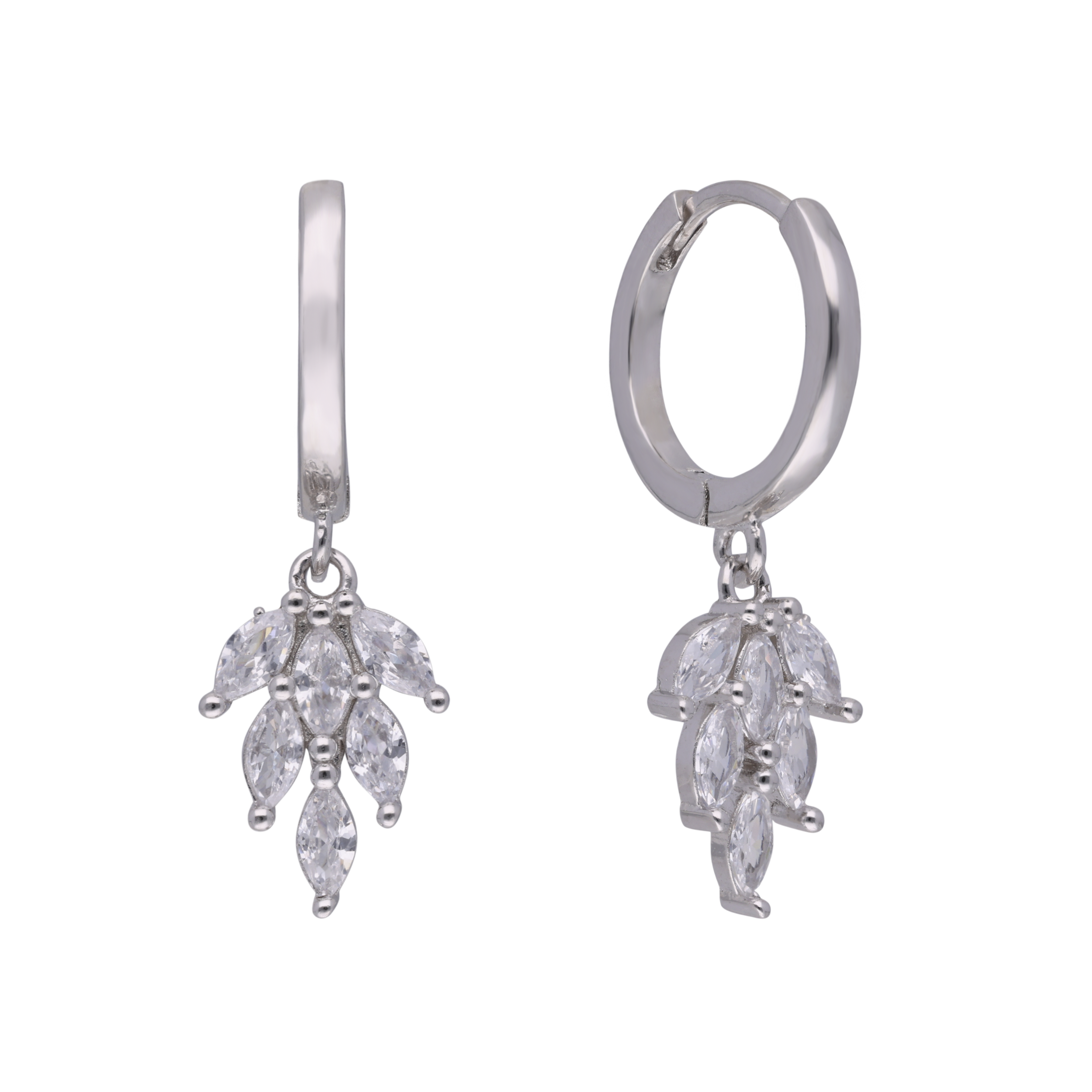 Elegant Sterling Silver Ear Hoops with Cubic Zirconia Drop | SKU : 0003109151, 0003109199, 0003109175, 0003109182, 0003109168 - crash.club by CKC