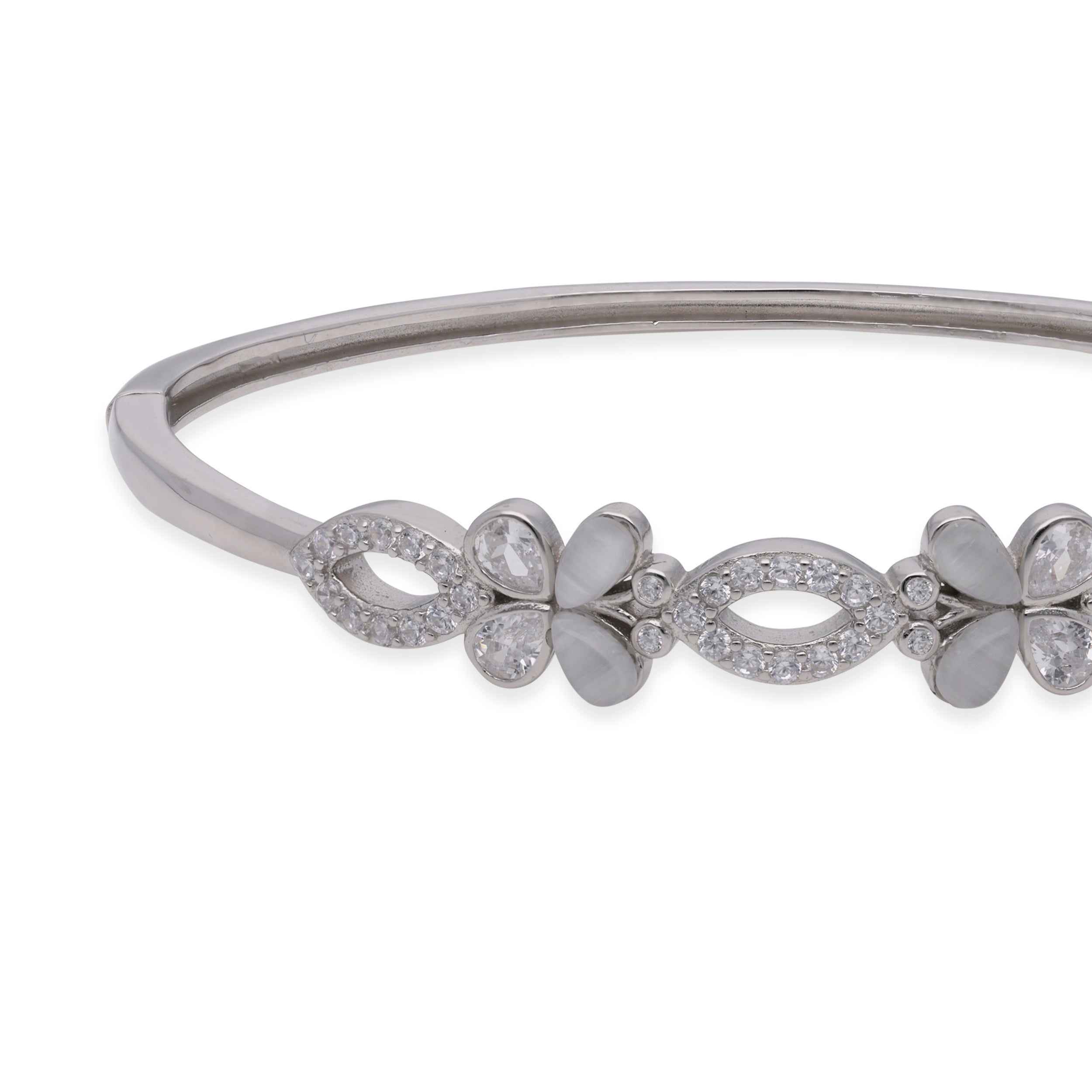 Silver Petal Flourish Diamond Bangle | SKU : 0003109434 , 0003109465, 0003109458, 0003109427