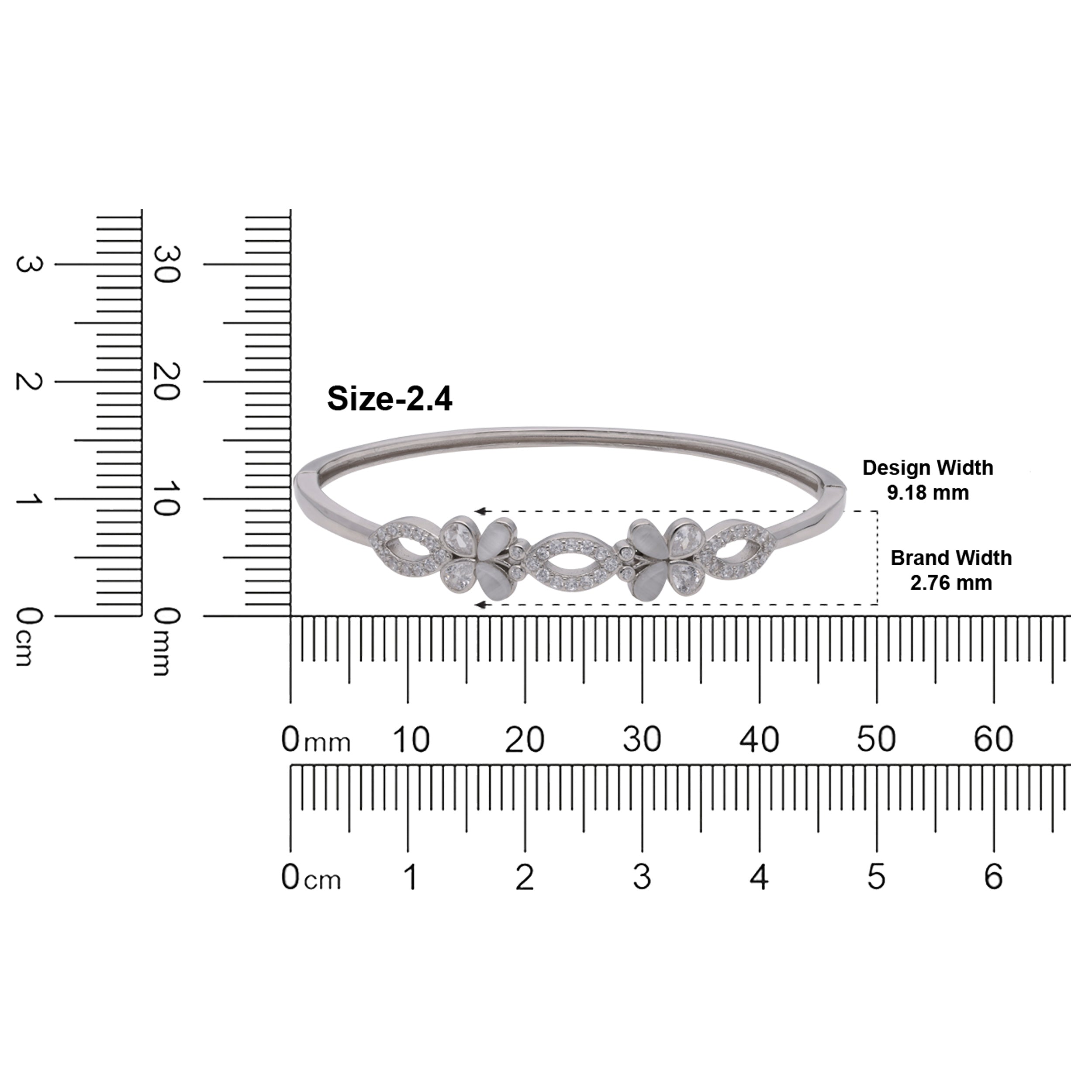 Silver Petal Flourish Diamond Bangle | SKU : 0003109434 , 0003109465, 0003109458, 0003109427