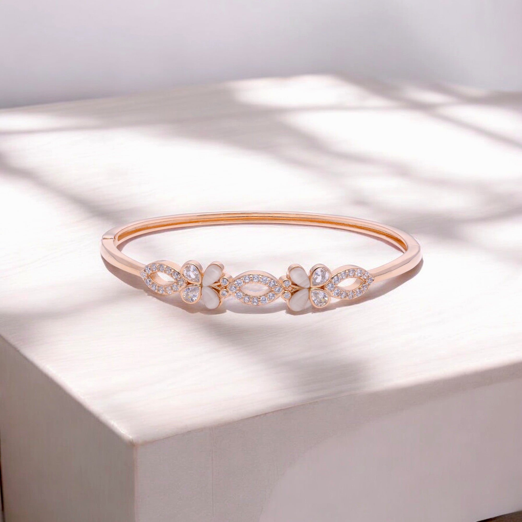 Silver Petal Flourish Diamond Bangle | SKU : 0003109434 , 0003109465, 0003109458, 0003109427