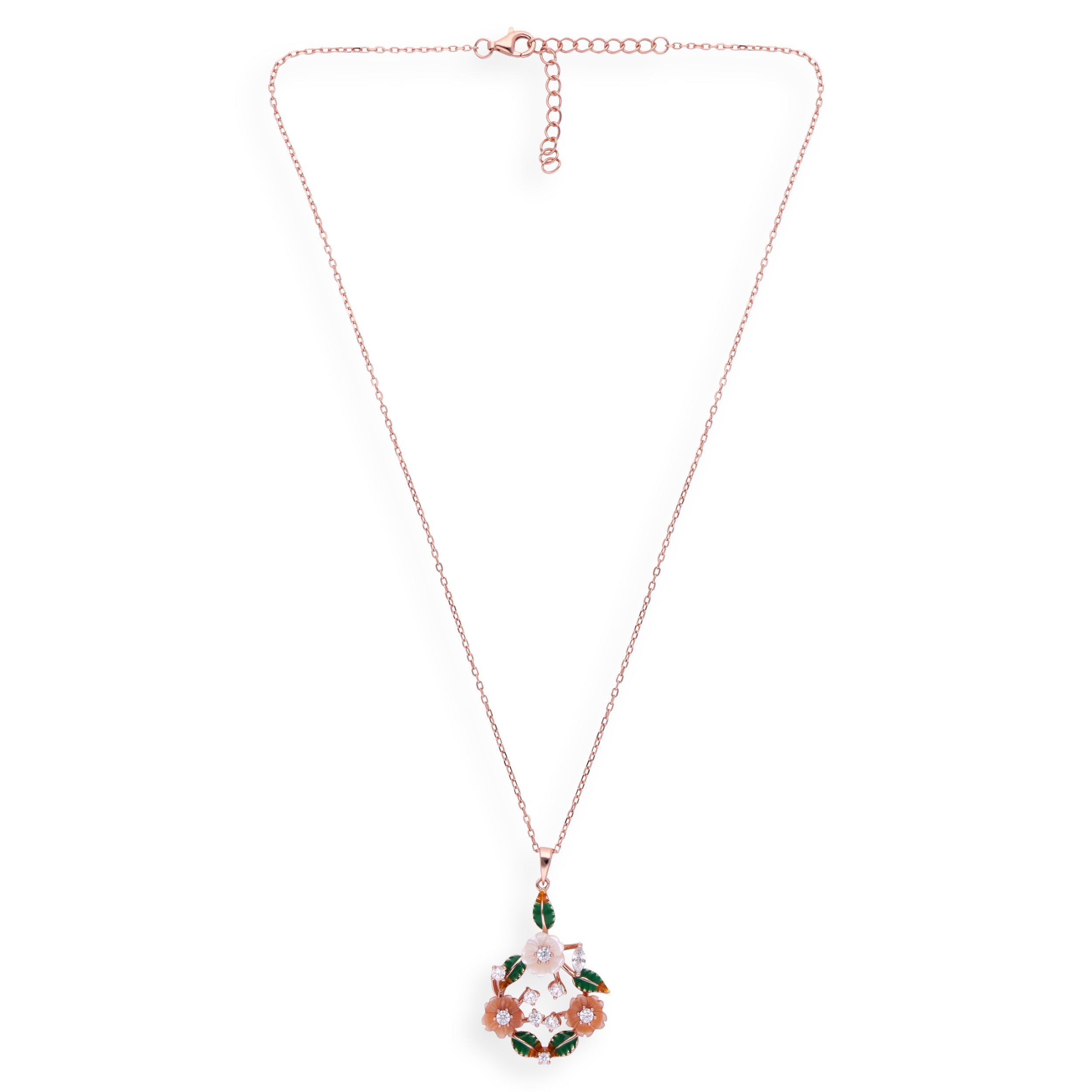 Blossom Elegance: Floral Design Cubic Zirconia Chain Pendant | SKU : 0003110324 , 0003110348, 0003110386