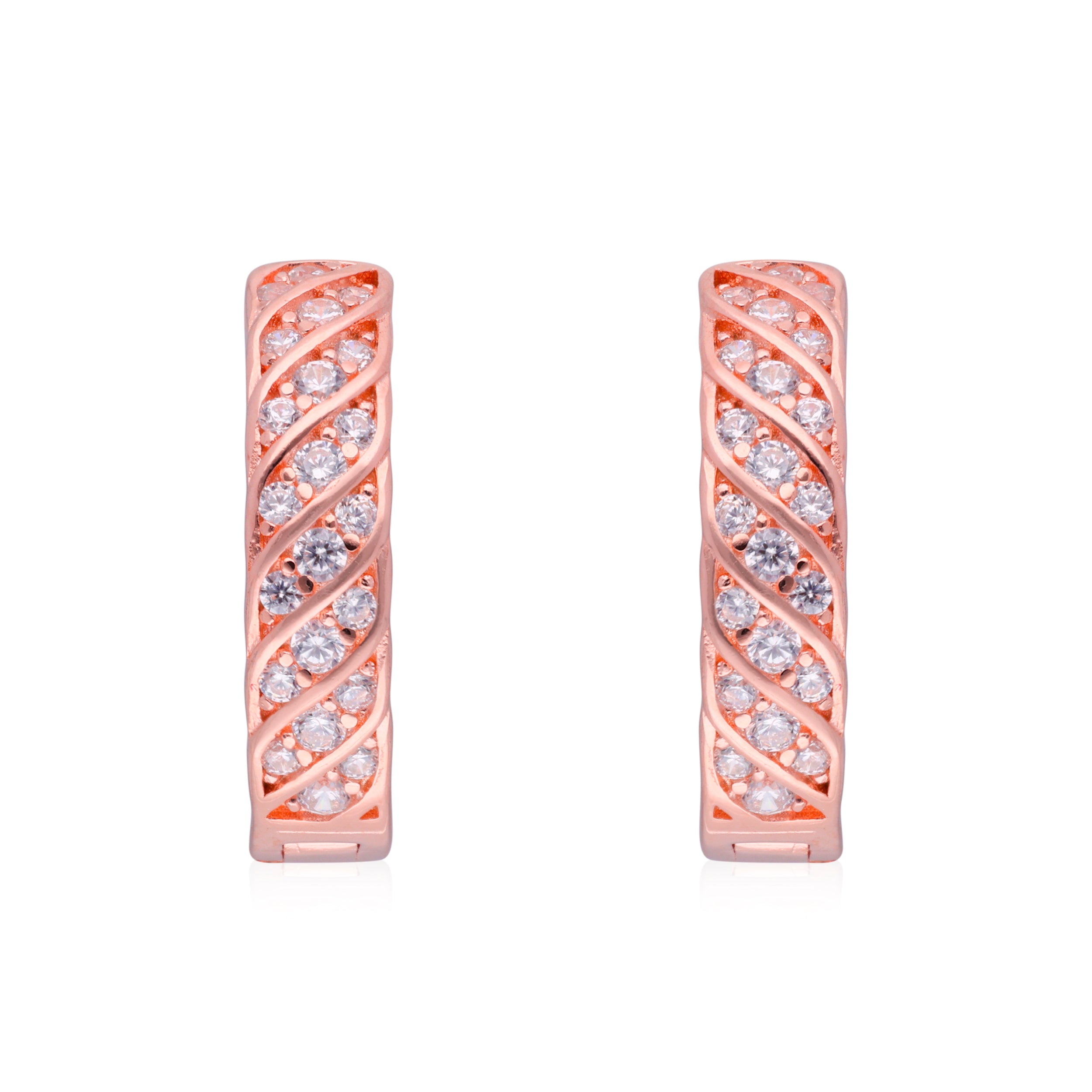 Sparkling Splendor: Sterling Silver Cubic Zirconia Studded Ear Hoops | SKU : 0003114483 | 0003114285 | 0003114339