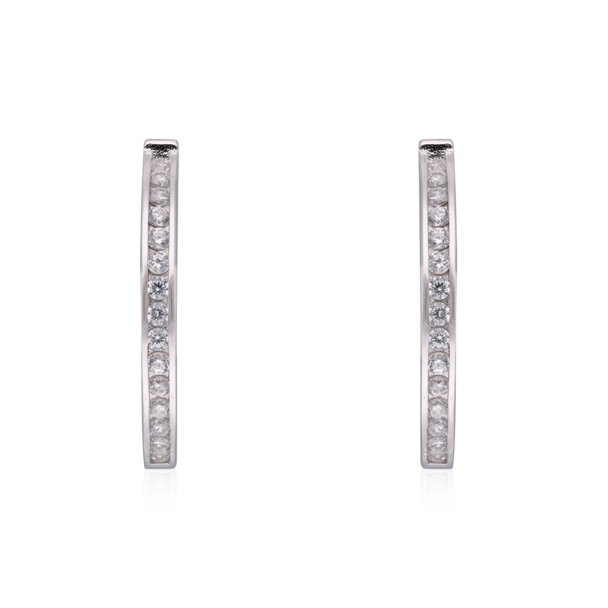 Rose Gold Radiance: Single Line Channel-Set Cubic Zircon Ear Hoops | SKU : 0003114346, 0003114469, 0003114308, 0003114315, 0003114322, 0003114476