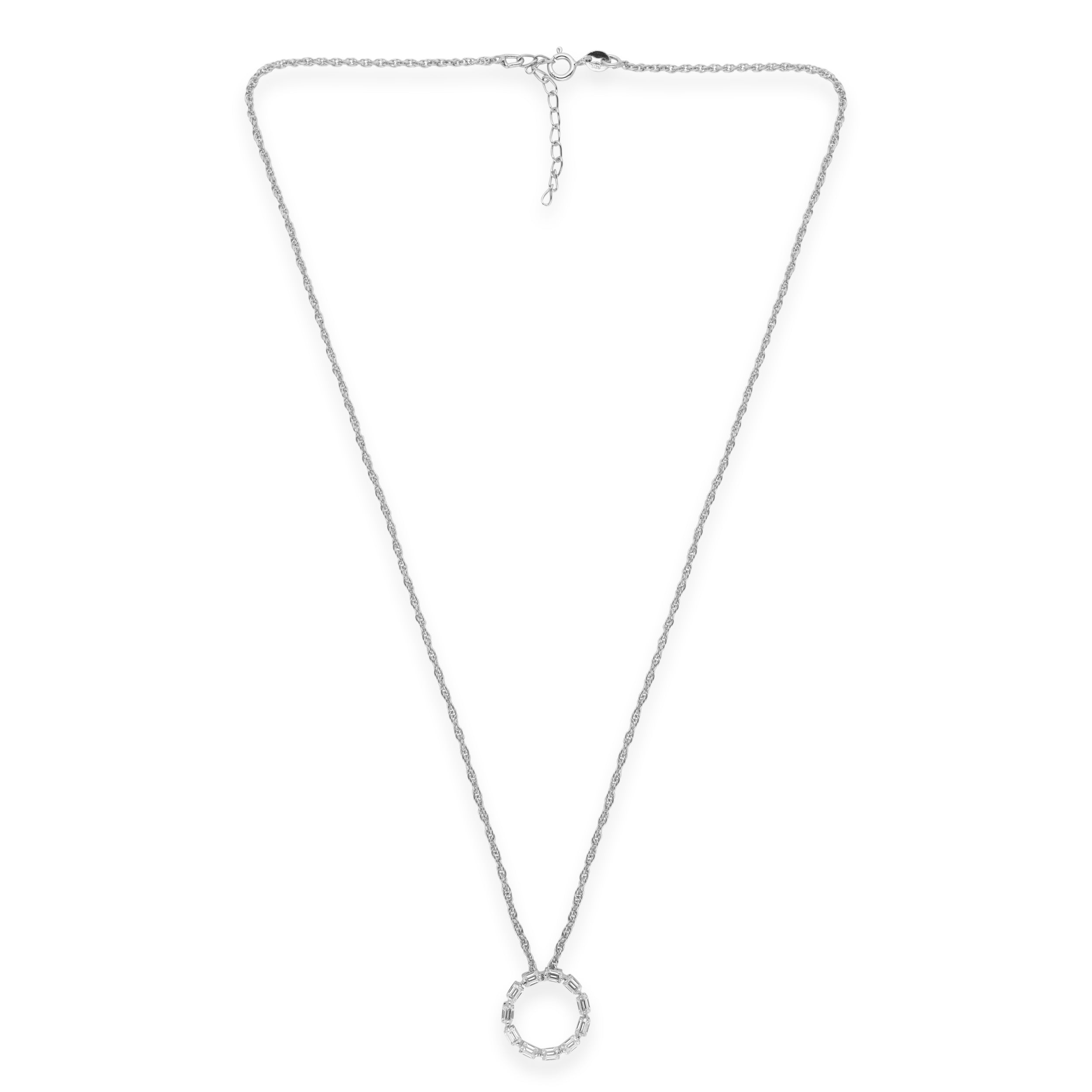 Sterling Silver Baguette Eternity Pendant Necklace – A Timeless Symbol of Elegance | SKU : 0003212271, 0003579206, 0021424083, 0021424090
