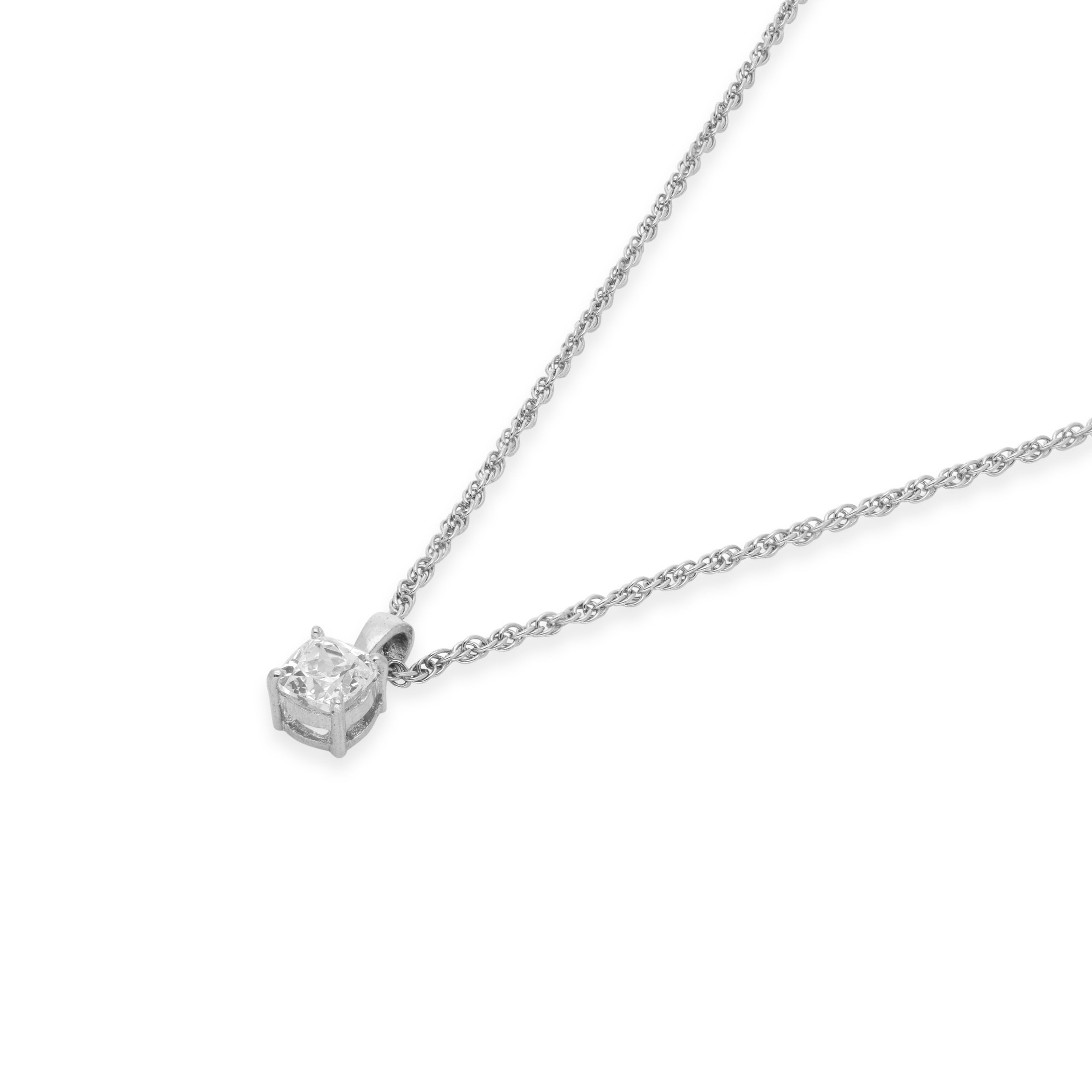 Princess-Cut Solitaire Pendant Necklace in Sterling Silver | SKU : 0003218389, 0003218211, 0003579435, 0021424502, 0021424519