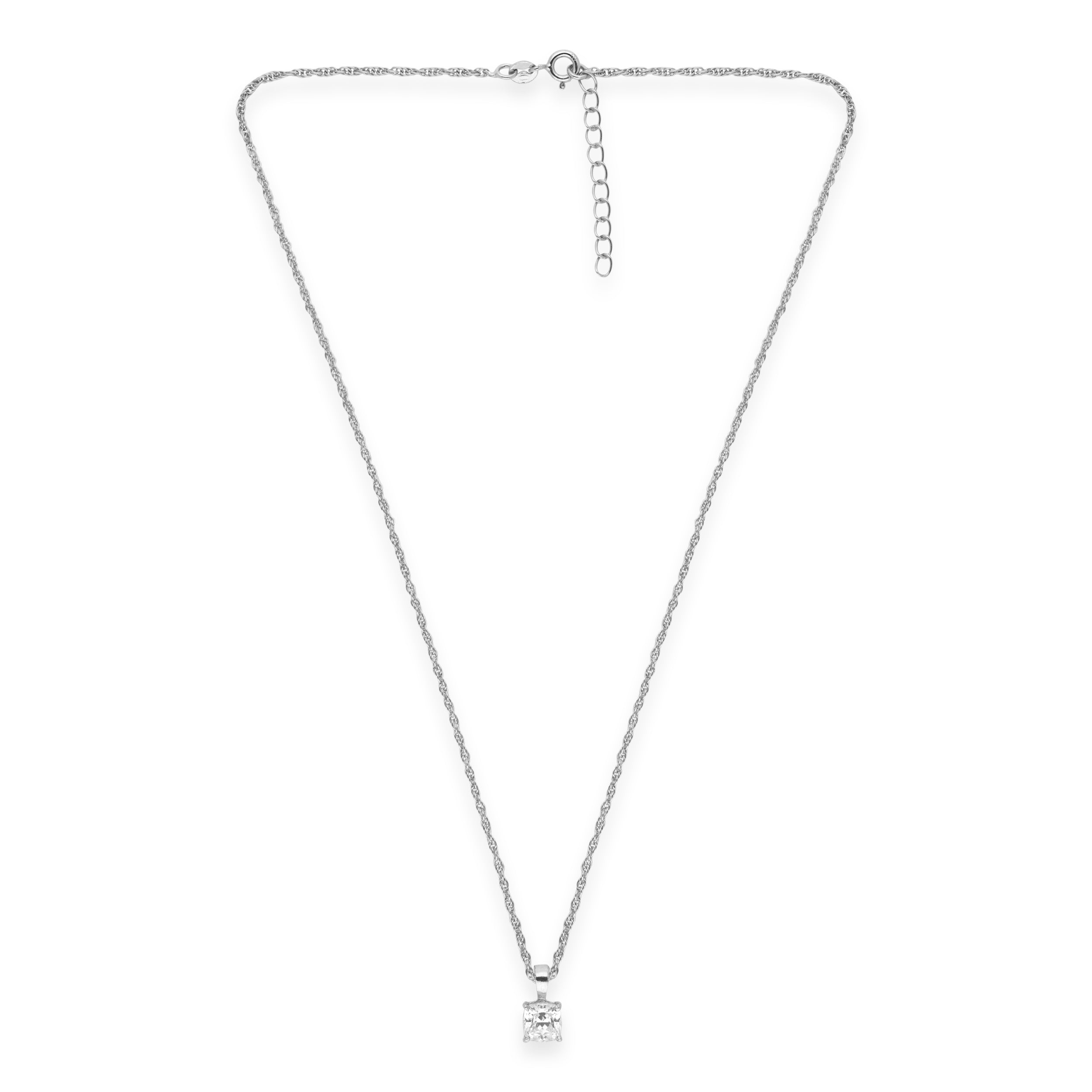 Princess-Cut Solitaire Pendant Necklace in Sterling Silver | SKU : 0003218389, 0003218211, 0003579435, 0021424502, 0021424519