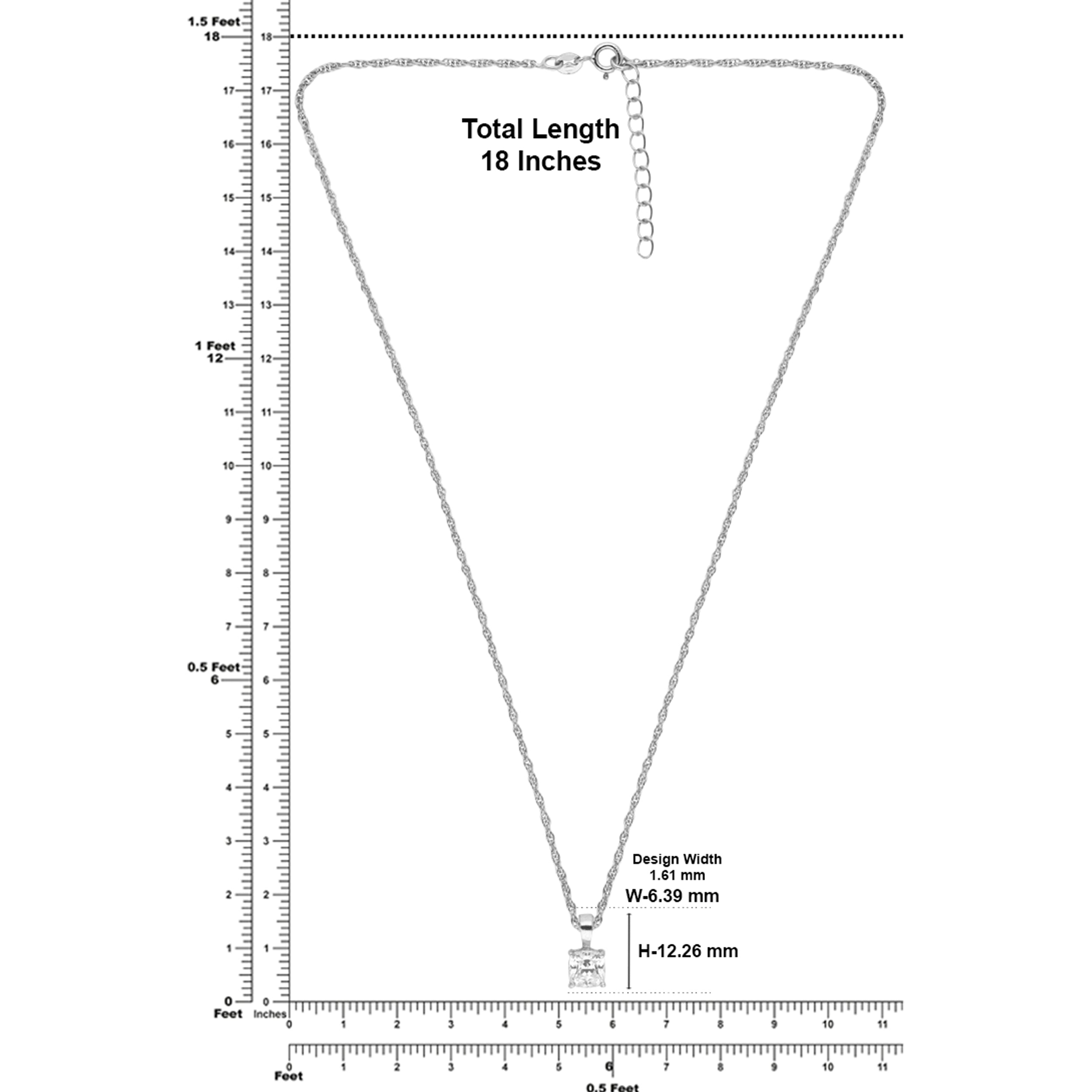 Princess-Cut Solitaire Pendant Necklace in Sterling Silver | SKU : 0003218389, 0003218211, 0003579435, 0021424502, 0021424519