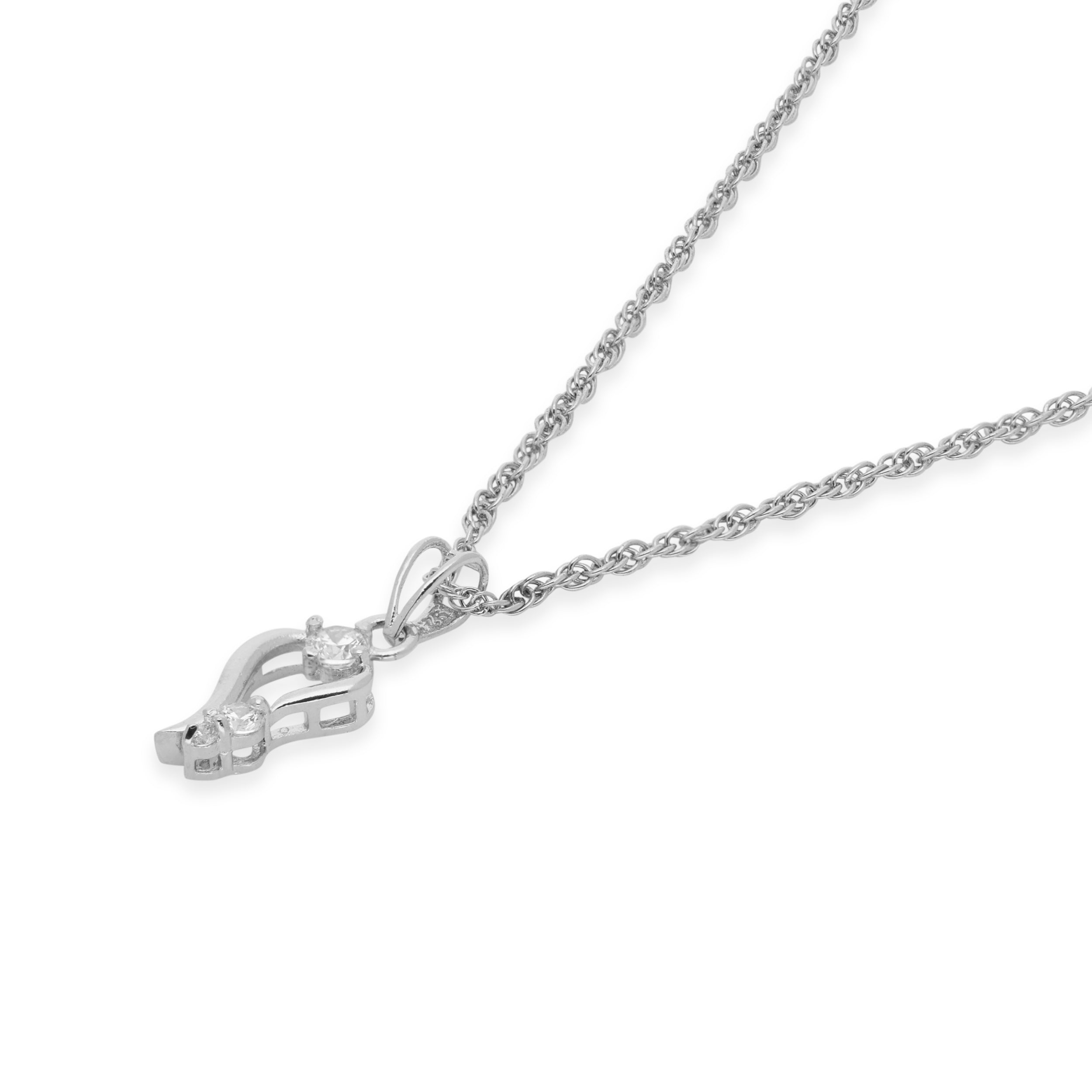 Abstract Cubic Zirconia Pendant on Silver Chain | SKU : 0003218457