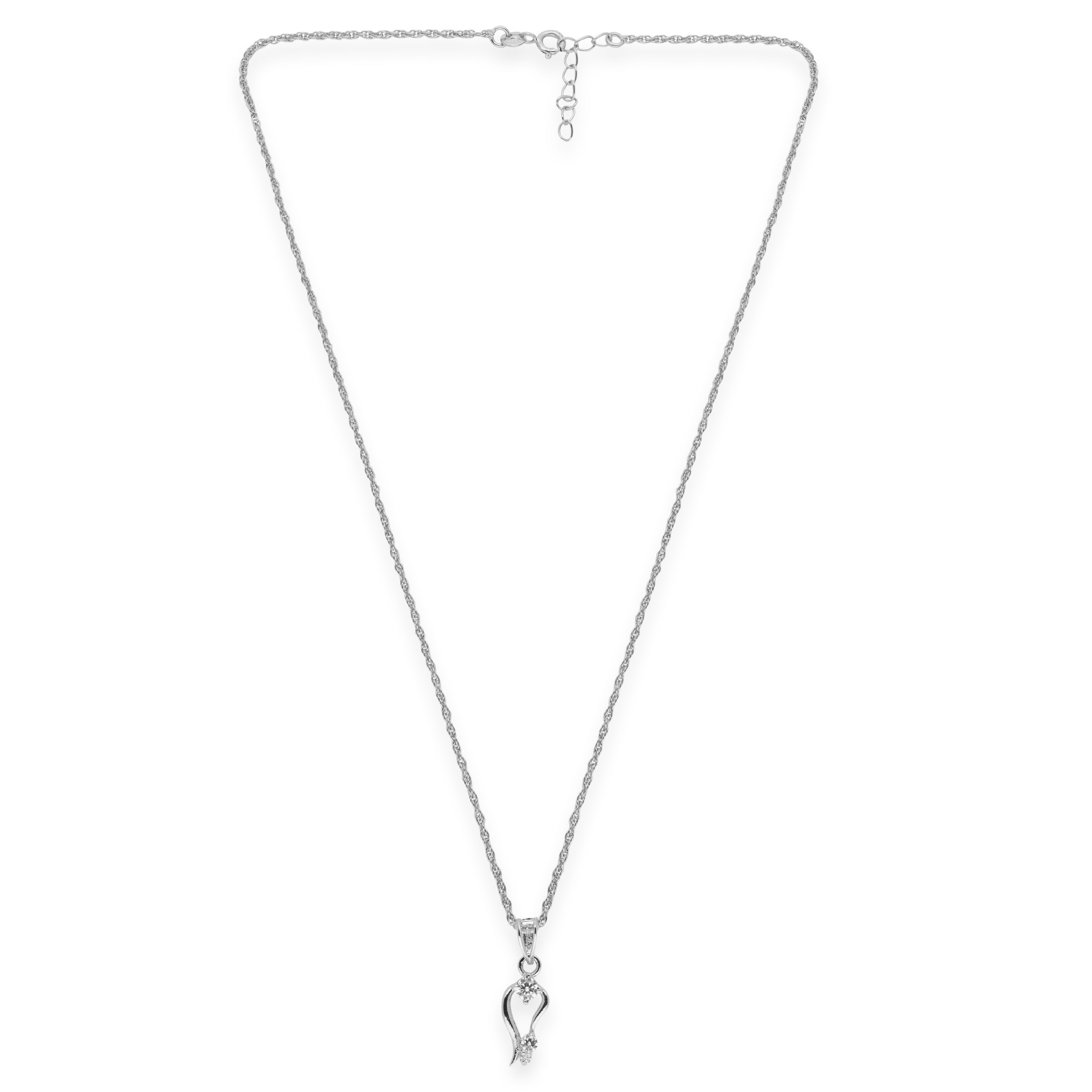 Abstract Cubic Zirconia Pendant on Silver Chain | SKU : 0003218457