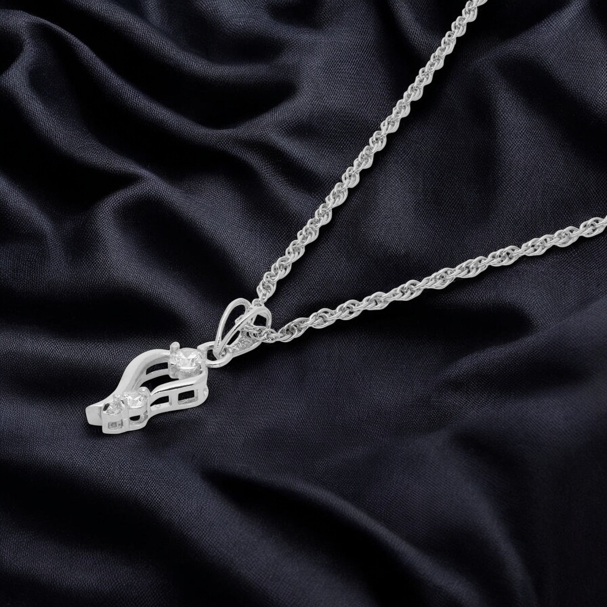 Abstract Cubic Zirconia Pendant on Silver Chain | SKU : 0003218457