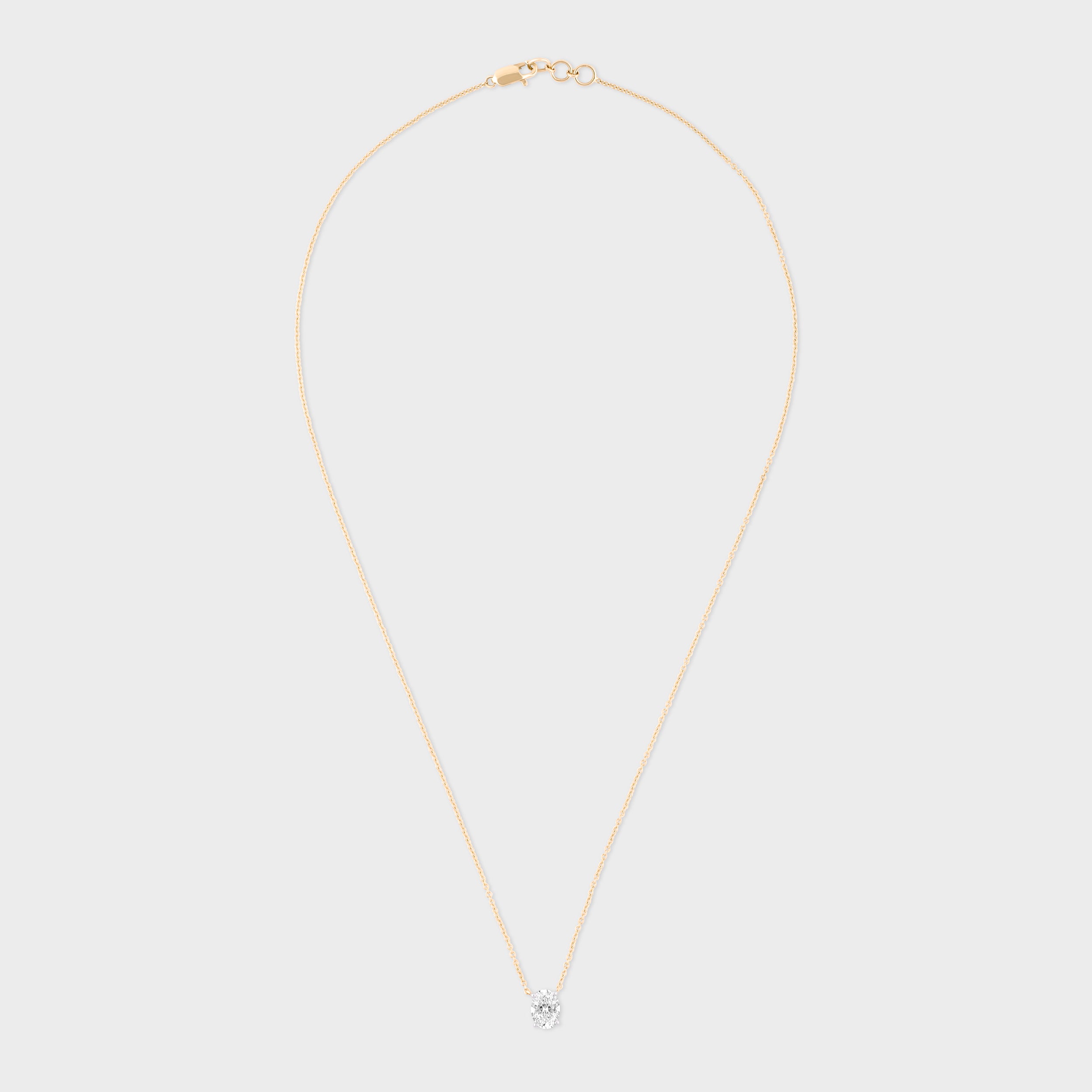 Oval 1.00 Carat Solitaire Lab-Grown Diamond Double Hook Pendant Chain | SKU : 0003331965