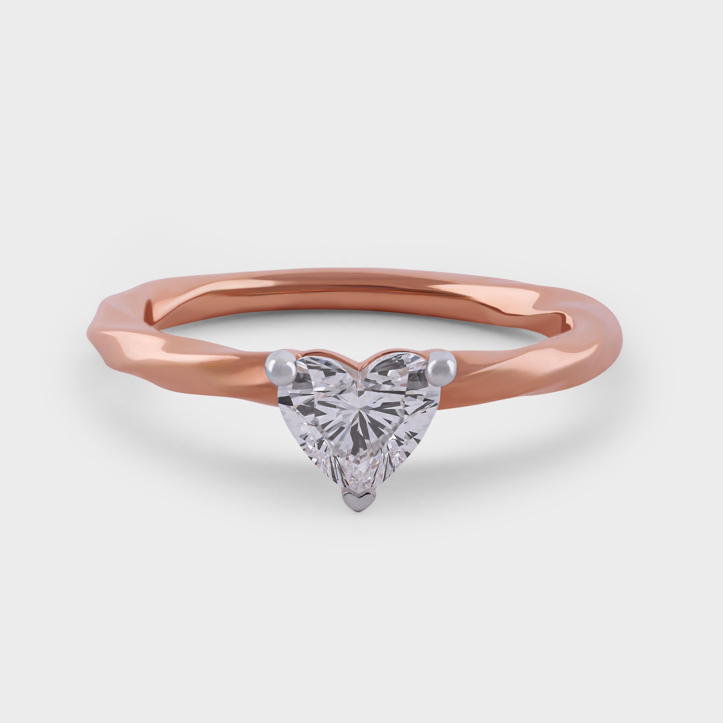 Fancy Heart Shape Carat Lab Grown Solitaire Diamond Rose Gold 18K Ring SKU 0003332016