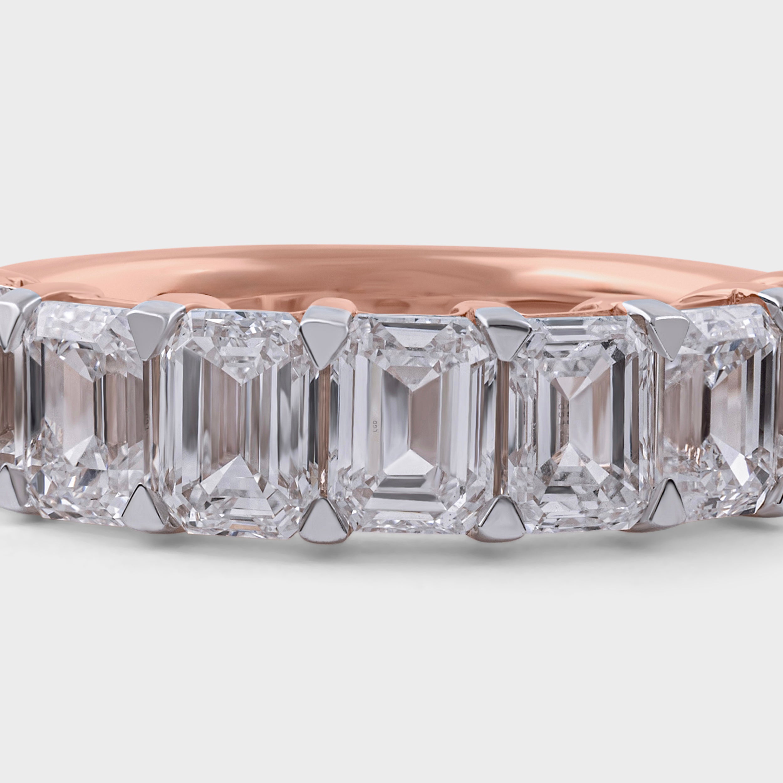 Elegant 3.620 Carat Emerald Cut Lab Grown Diamond Eternity Ring in Rose Gold | SKU : 0004701156