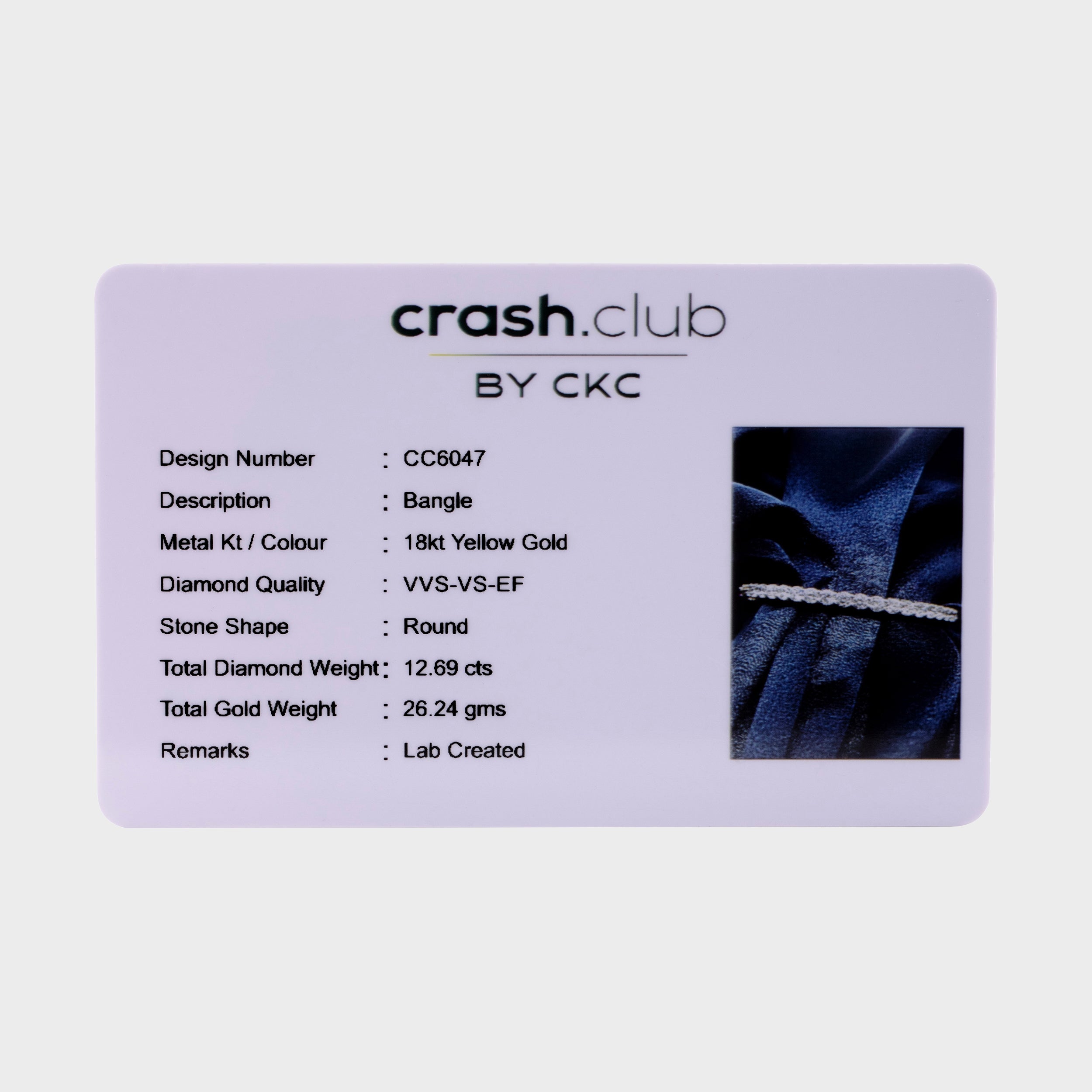 Round Brilliant 12.69 Carat Lab Grown Solitaire Diamonds Prong Set Yellow Gold 18K Single Bangle | SKU : 0003332054