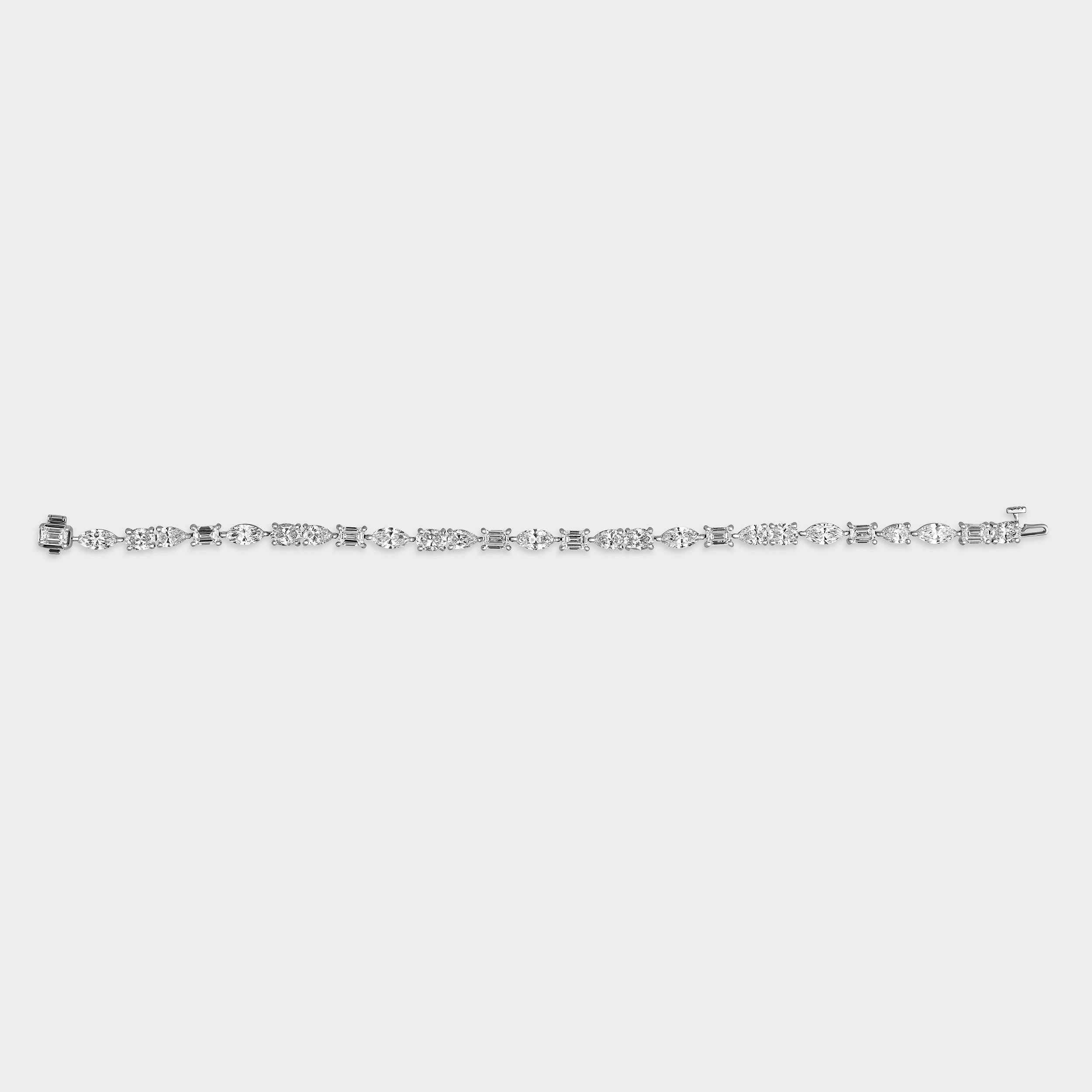 Fancy Shaped 8.05 Carat Lab Grown Solitaire Diamonds Prong Set White Gold Single Line Bracelet | SKU : 0020697235