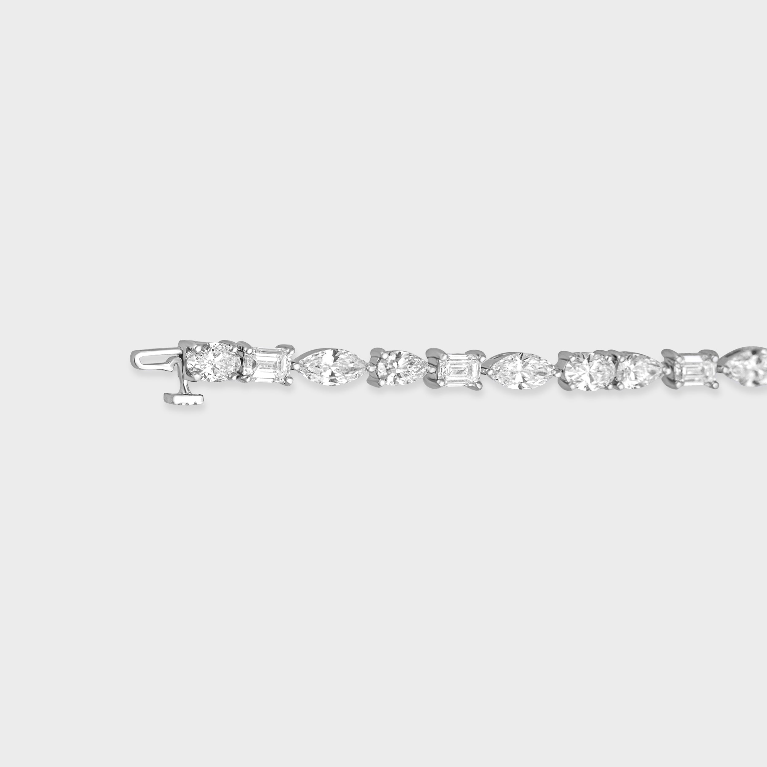 Fancy Shaped 8.05 Carat Lab Grown Solitaire Diamonds Prong Set White Gold Single Line Bracelet | SKU : 0020697235