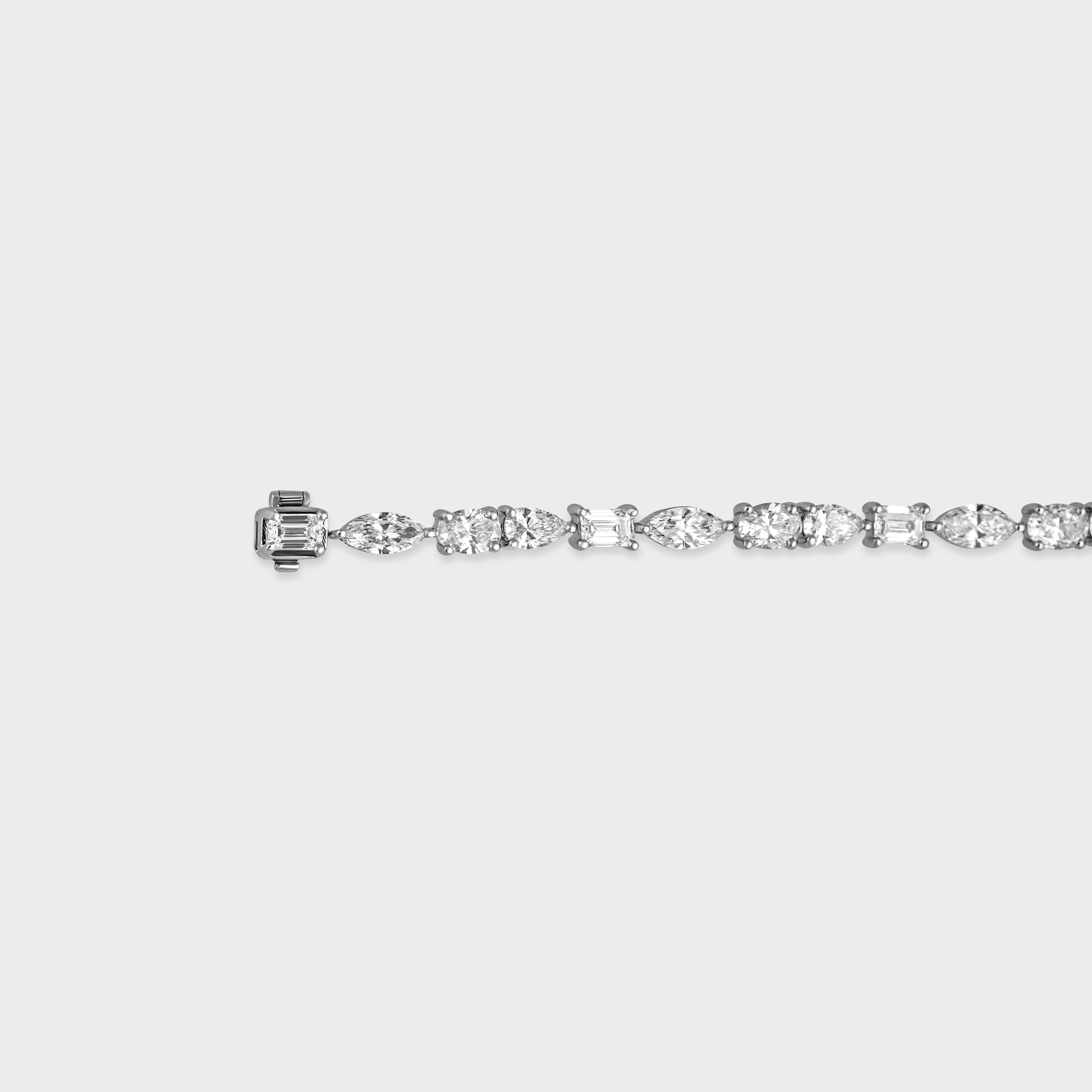Fancy Shaped 8.05 Carat Lab Grown Solitaire Diamonds Prong Set White Gold Single Line Bracelet | SKU : 0020697235