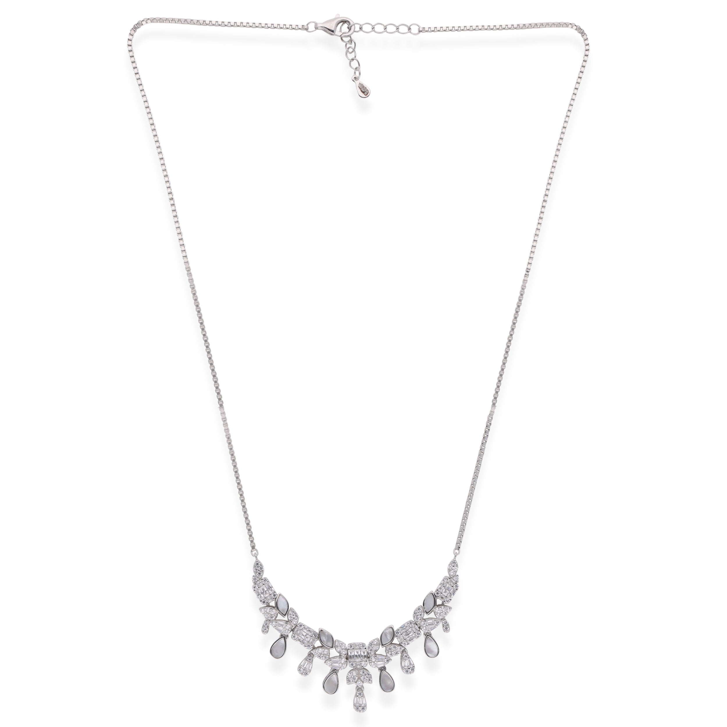 Radiant Necklace with Teardrop and Pear-Cut Zircon Accents | SKU : 0003339077