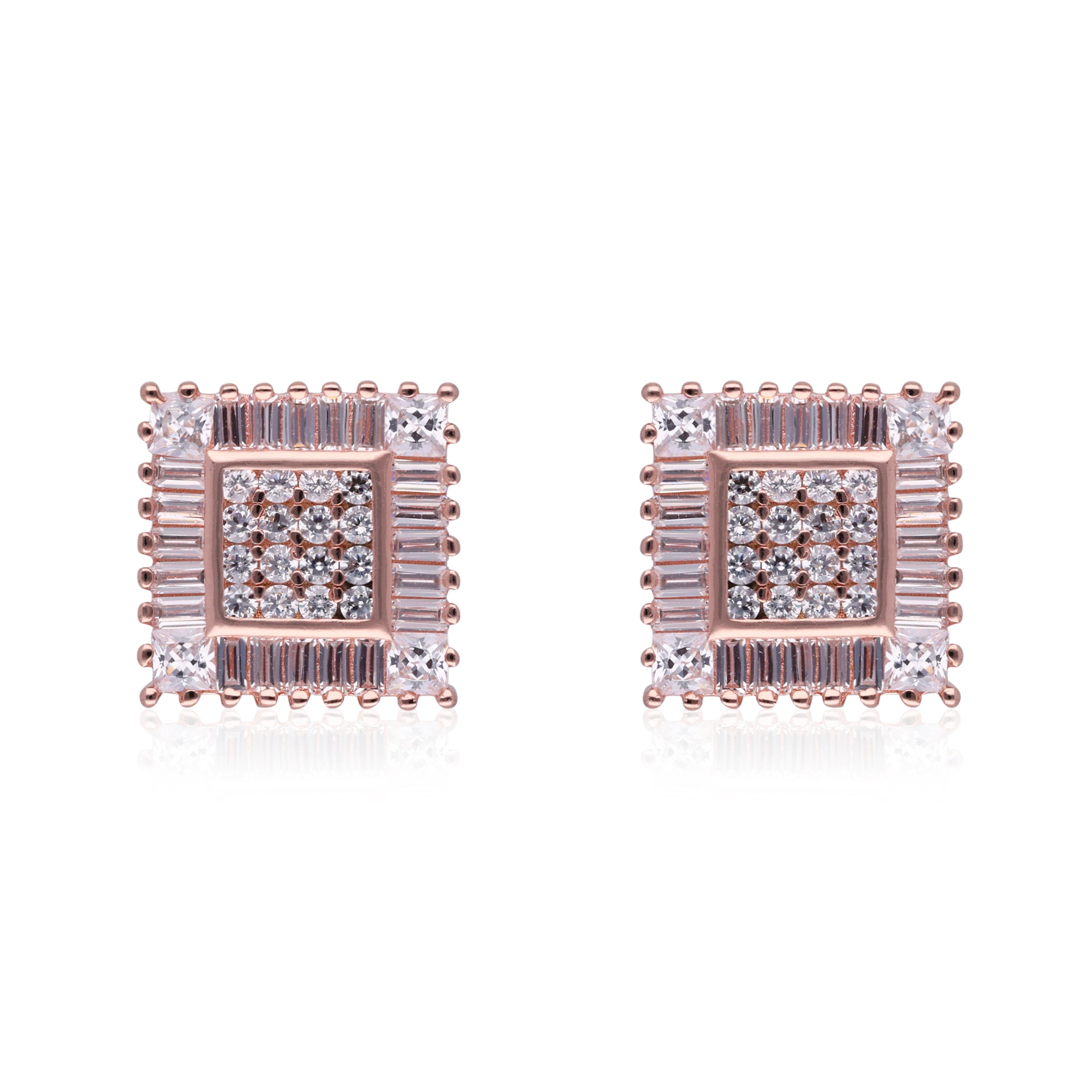 Radiant Rose Gold Square Stud Earrings | SKU : 0003343227