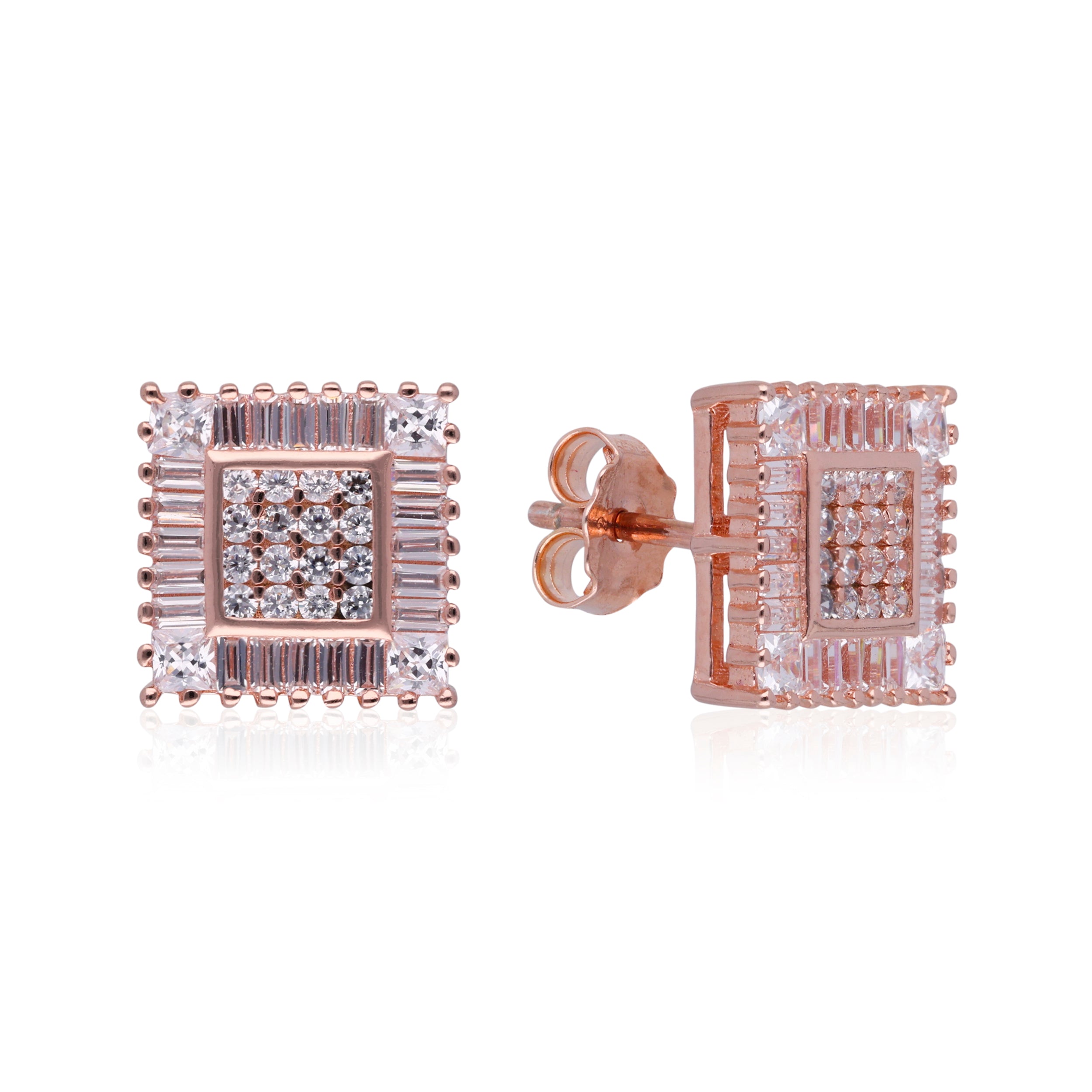 Radiant Rose Gold Square Stud Earrings | SKU : 0003343227
