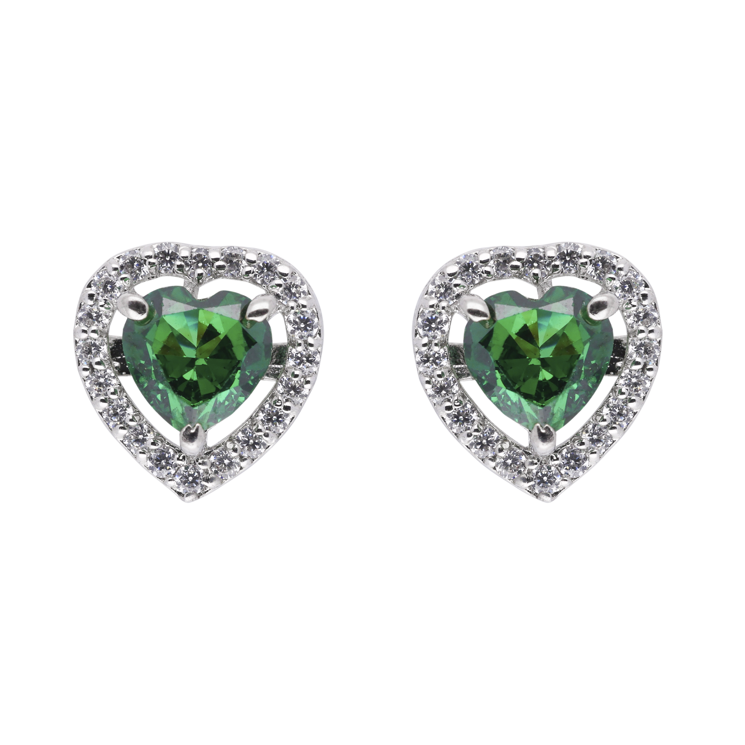 Silver Heart-Shaped Zirconia Stud Earrings | SKU : 0003396261 , 0020809652, 0003396254