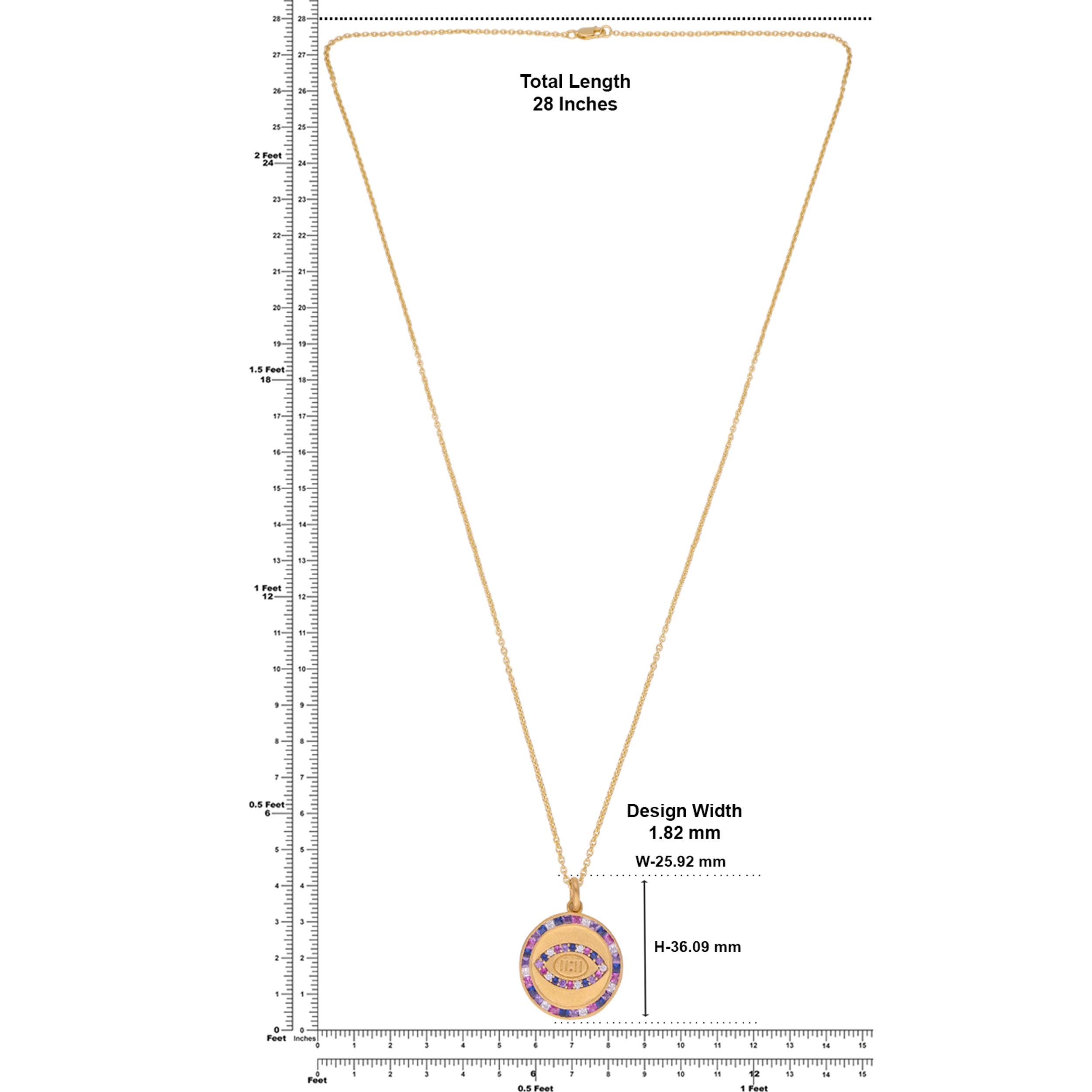 11:11 Spiritual Evil Eye Silver Necklace with Multicolor Gemstone Accents | SKU : 0003444146, 0021232435, 0021232442, 0003522448, 0003634417, 0003634424