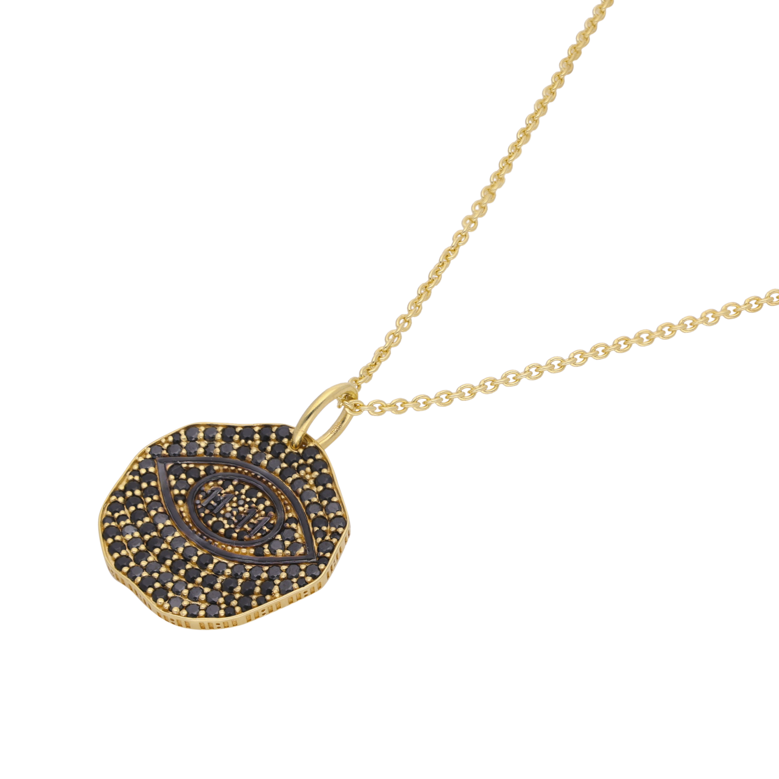 11:11 Spiritual Evil Eye Silver Necklace with Black Crystal Accents | SKU : 0003444153, 0003499184, 0021182204, 0021182198, 0021553158, 0021553165