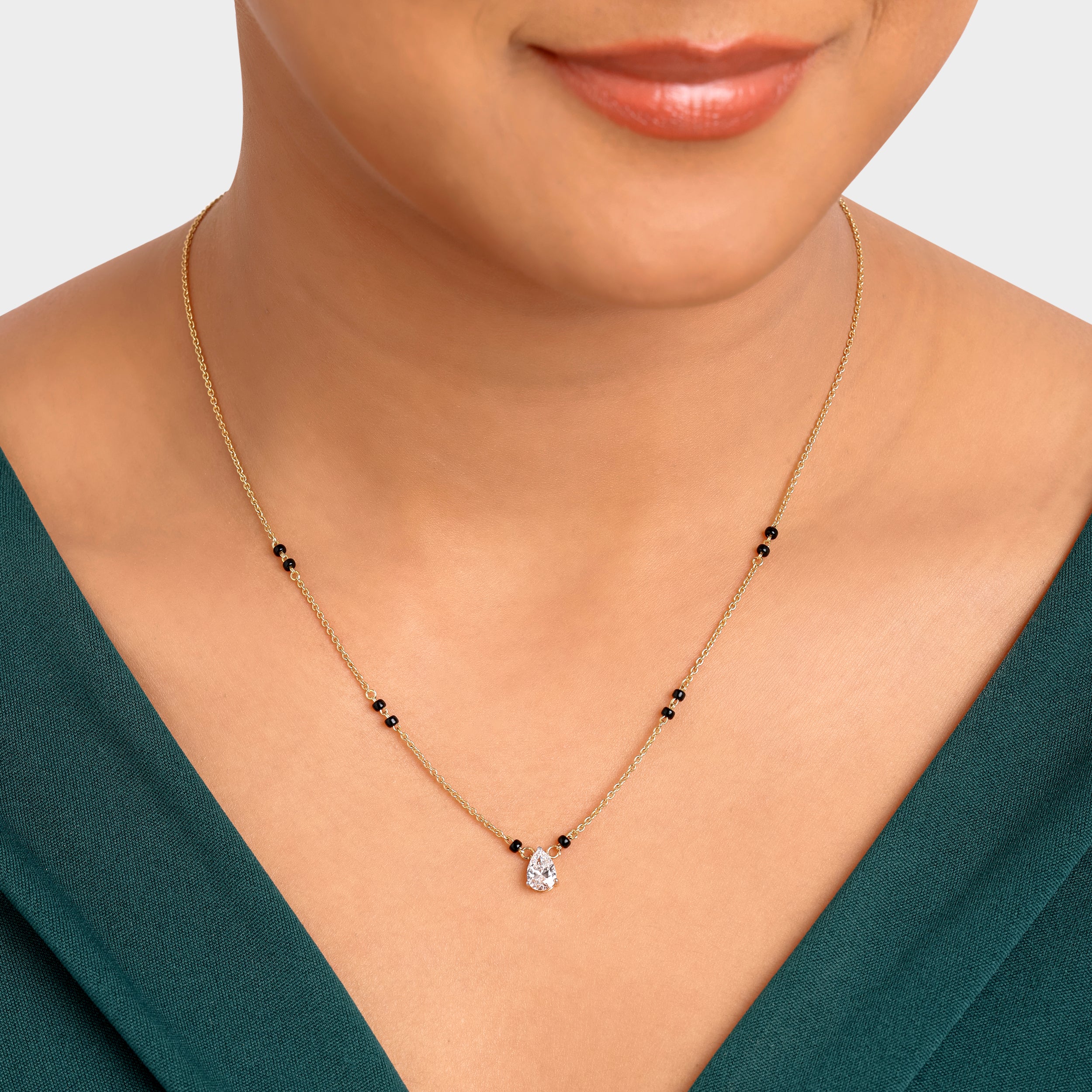 Pear Cut 0.720 Carat Solitaire Lab-Grown Diamond Mangalasutra | SKU : 0021329982