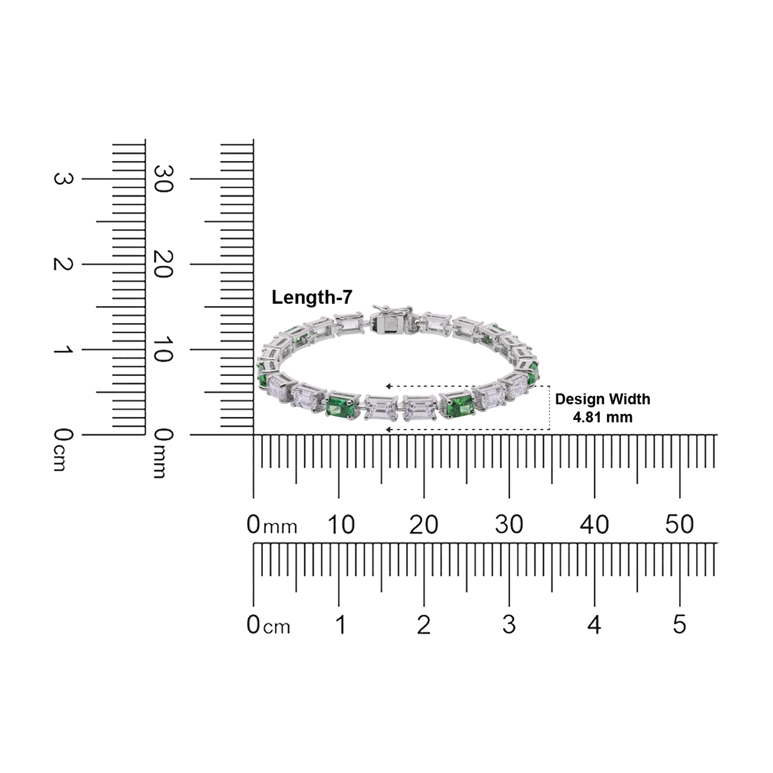 Verdant Symphony Baguette-Cut Emerald & Crystal Tennis Bracelet | SKU : 0003534533