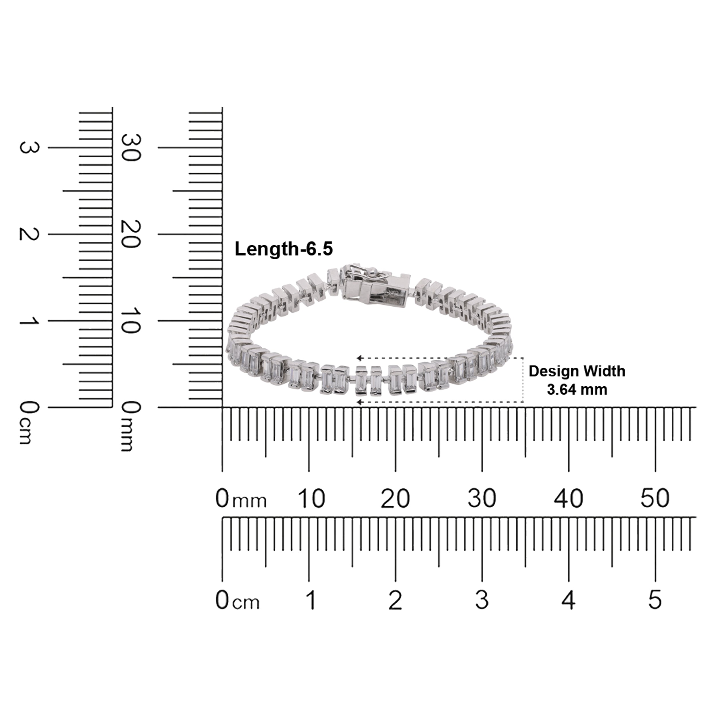Celestia Baguette-Cut Crystal Tennis Bracelet in Polished Silver Finish | SKU : 0003534540