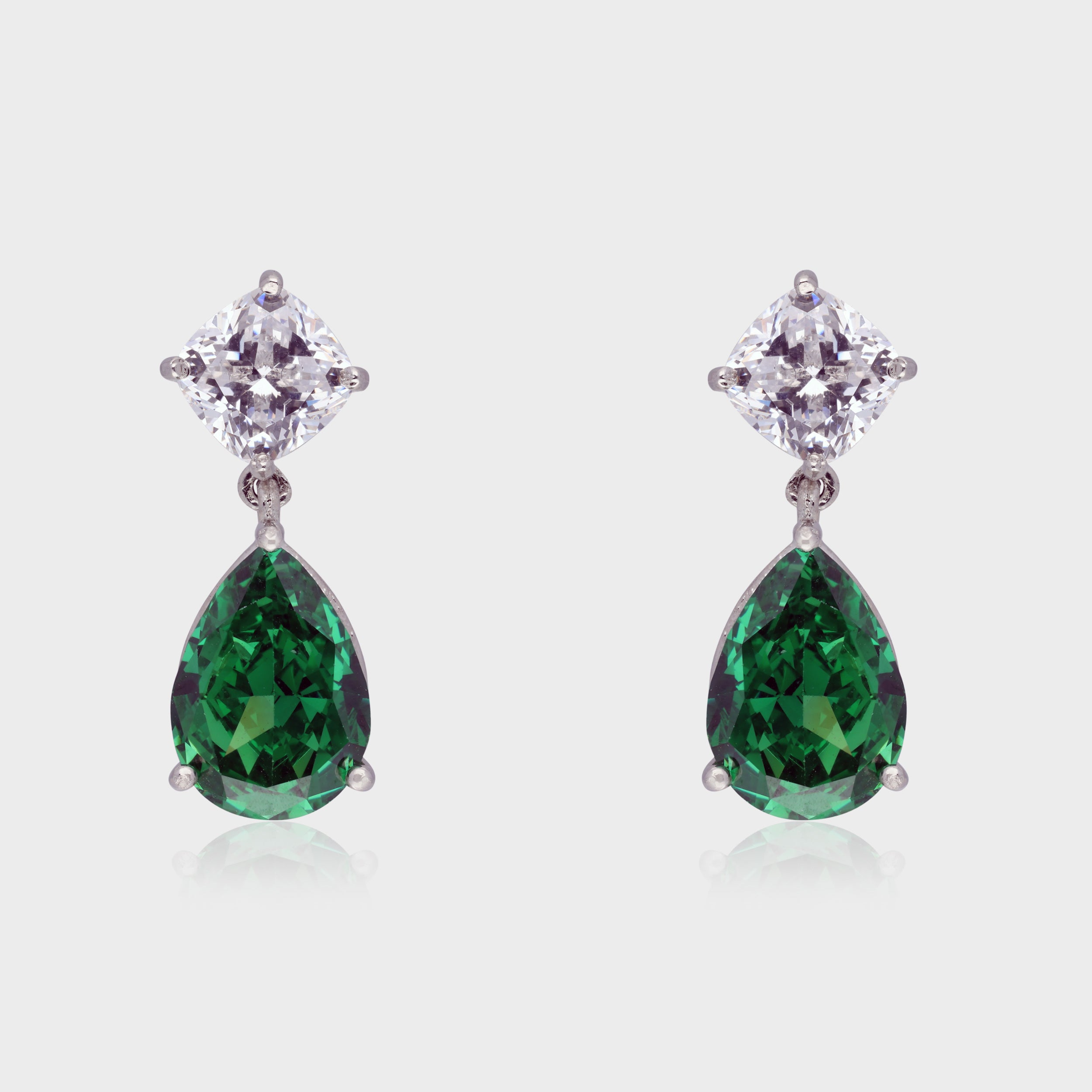 Emerald Elegance 925 Sterling Silver Drop Earrings | SKU : 0003534656
