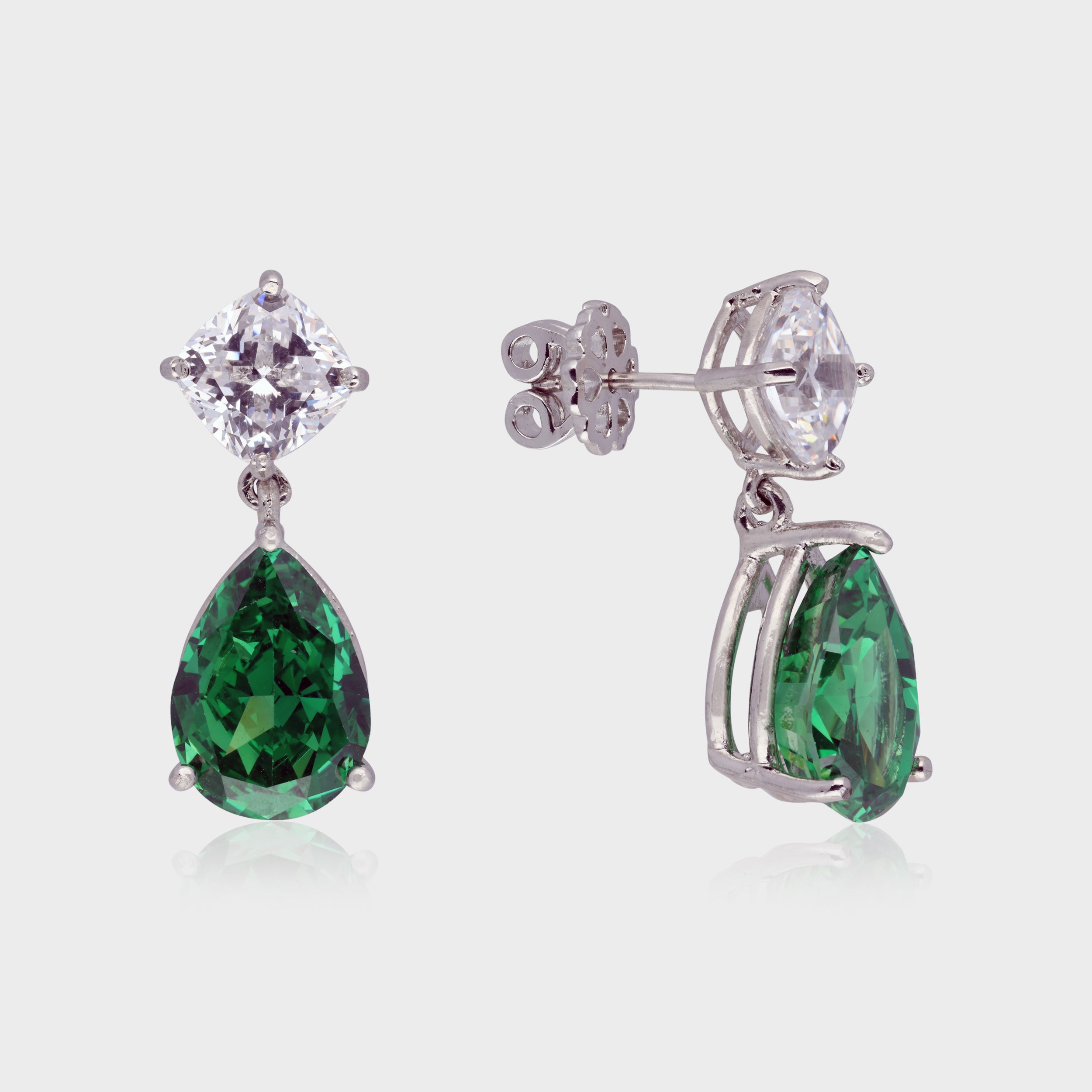 Emerald Elegance 925 Sterling Silver Drop Earrings | SKU : 0003534656