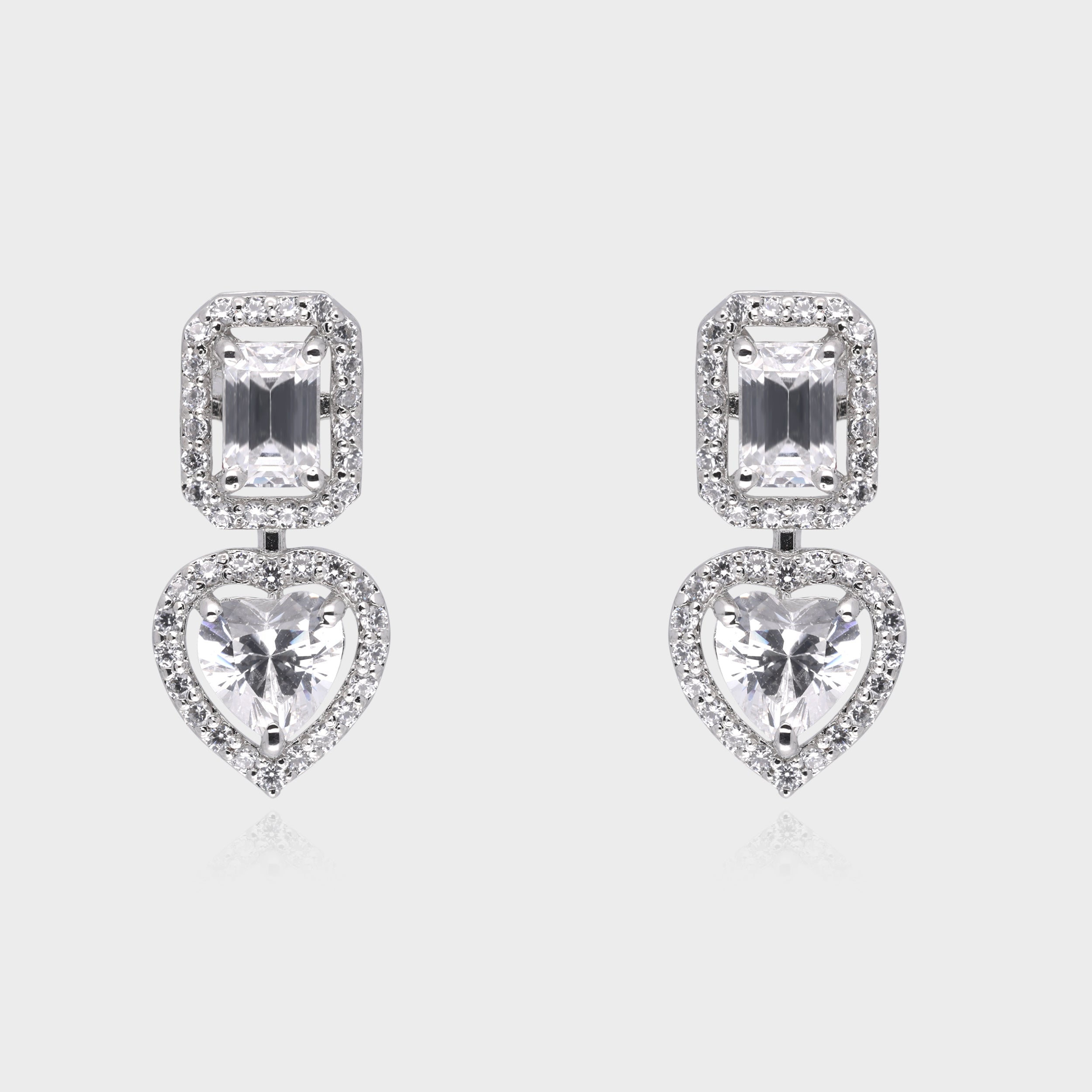 Elegant 925 Sterling Silver Heart Drop Earrings | SKU : 0003534830, 0021326554