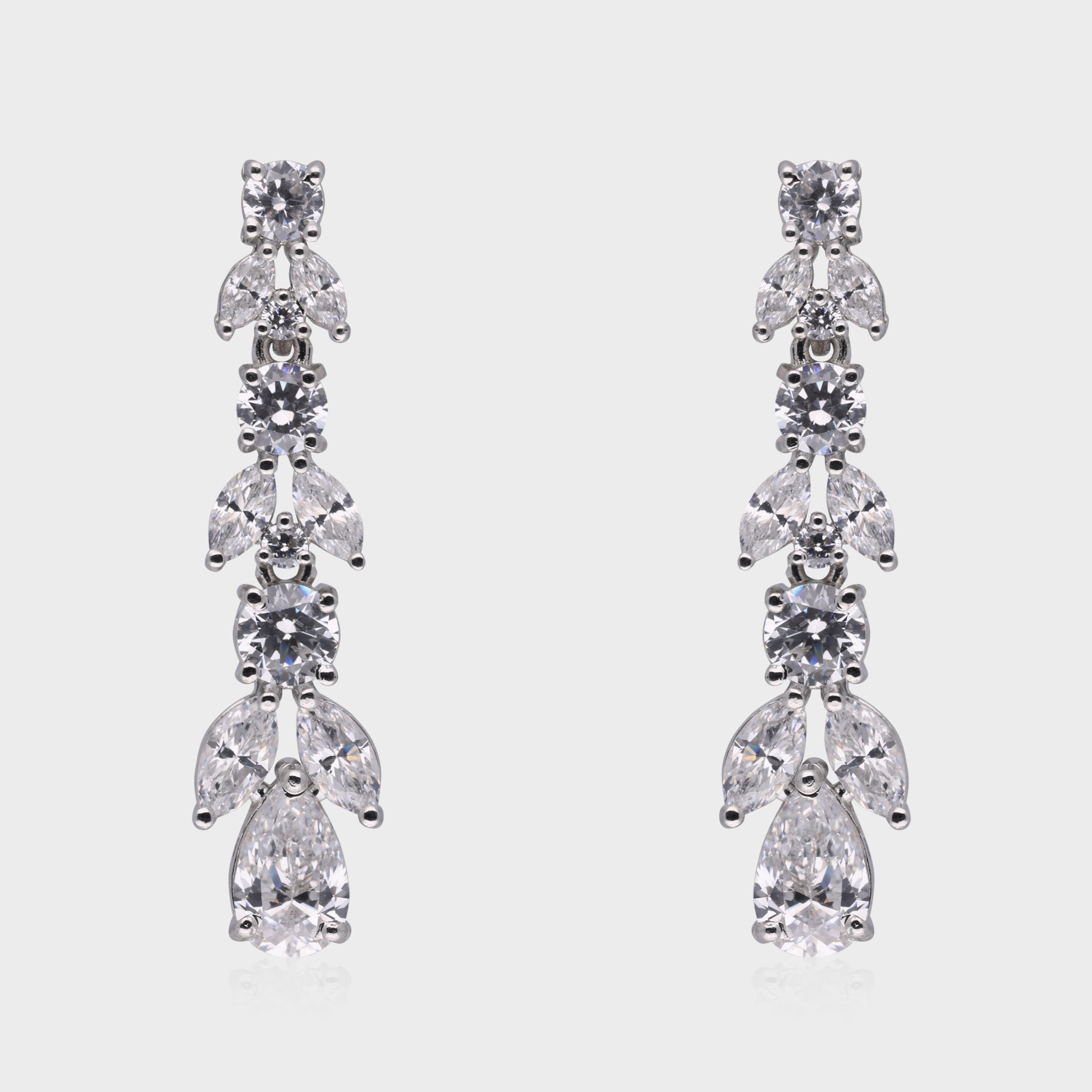 Dazzling 925 Sterling Silver Cascading Drop Earrings| SKU : 0003534854, 0021326592, 0021326608