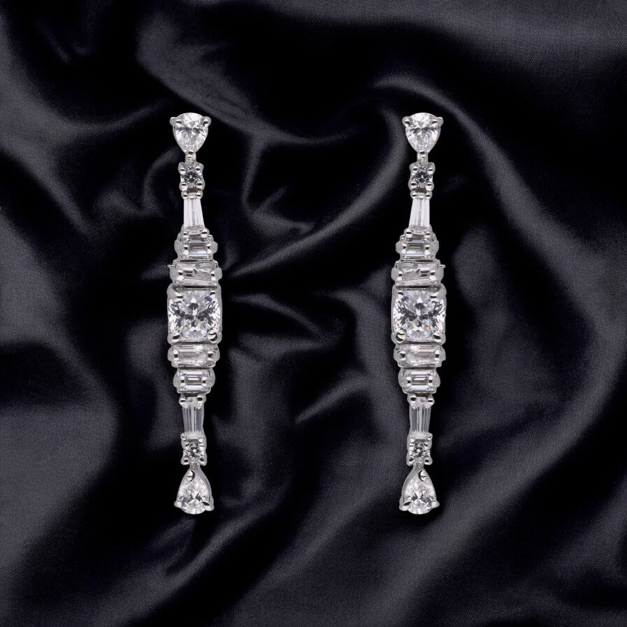 Sophisticated 925 Sterling Silver Linear Drop Earrings | SKU : 0003534861, 0021326615, 0021326622