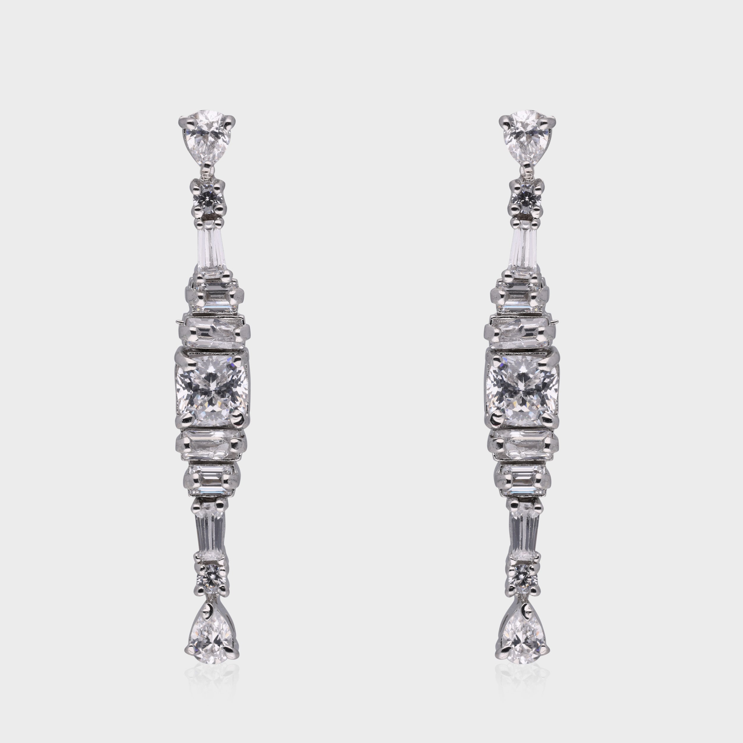 Sophisticated 925 Sterling Silver Linear Drop Earrings | SKU : 0003534861, 0021326615, 0021326622