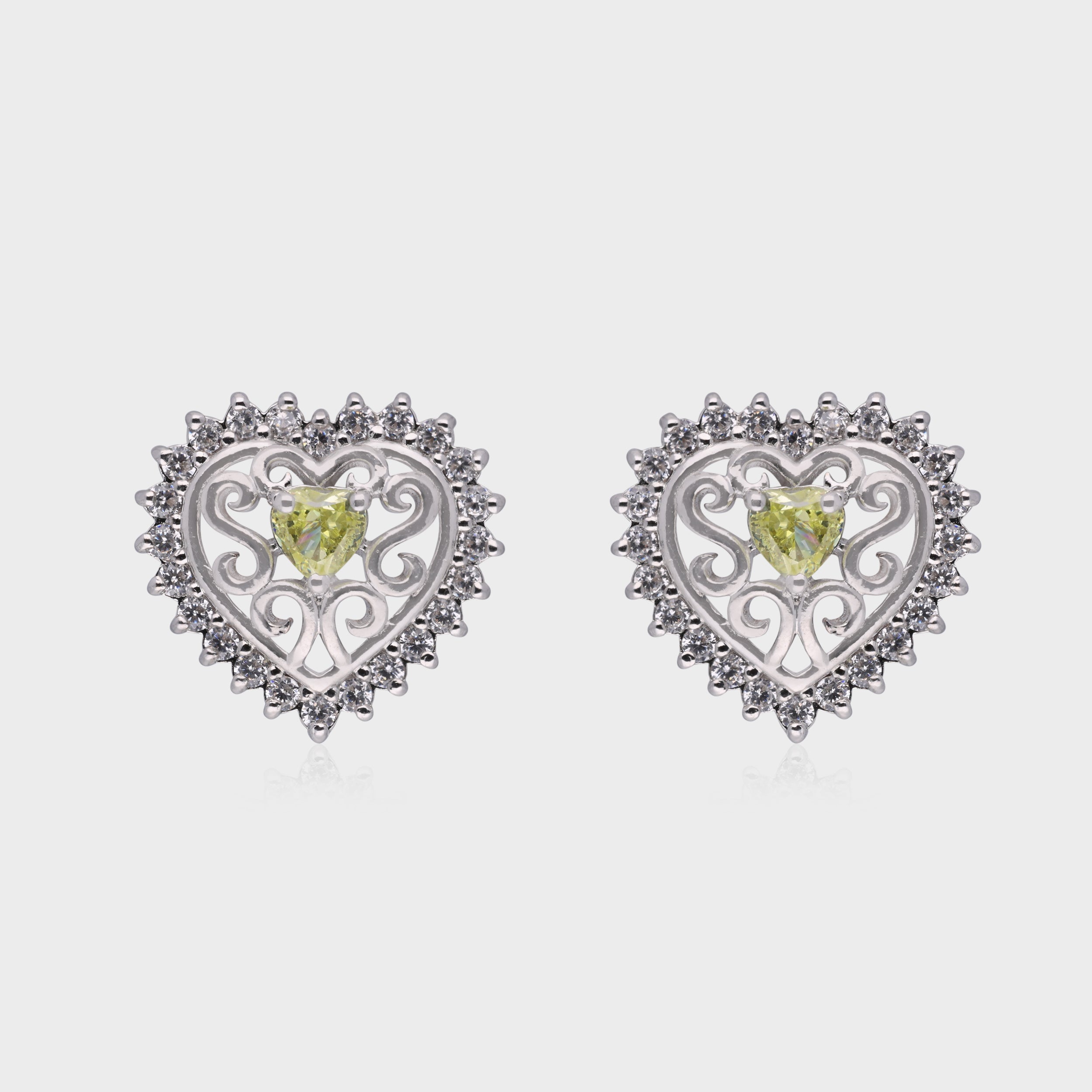 Ornate 925 Sterling Silver Heart Stud Earrings| SKU : 0003534885, 0021326653, 0021326509