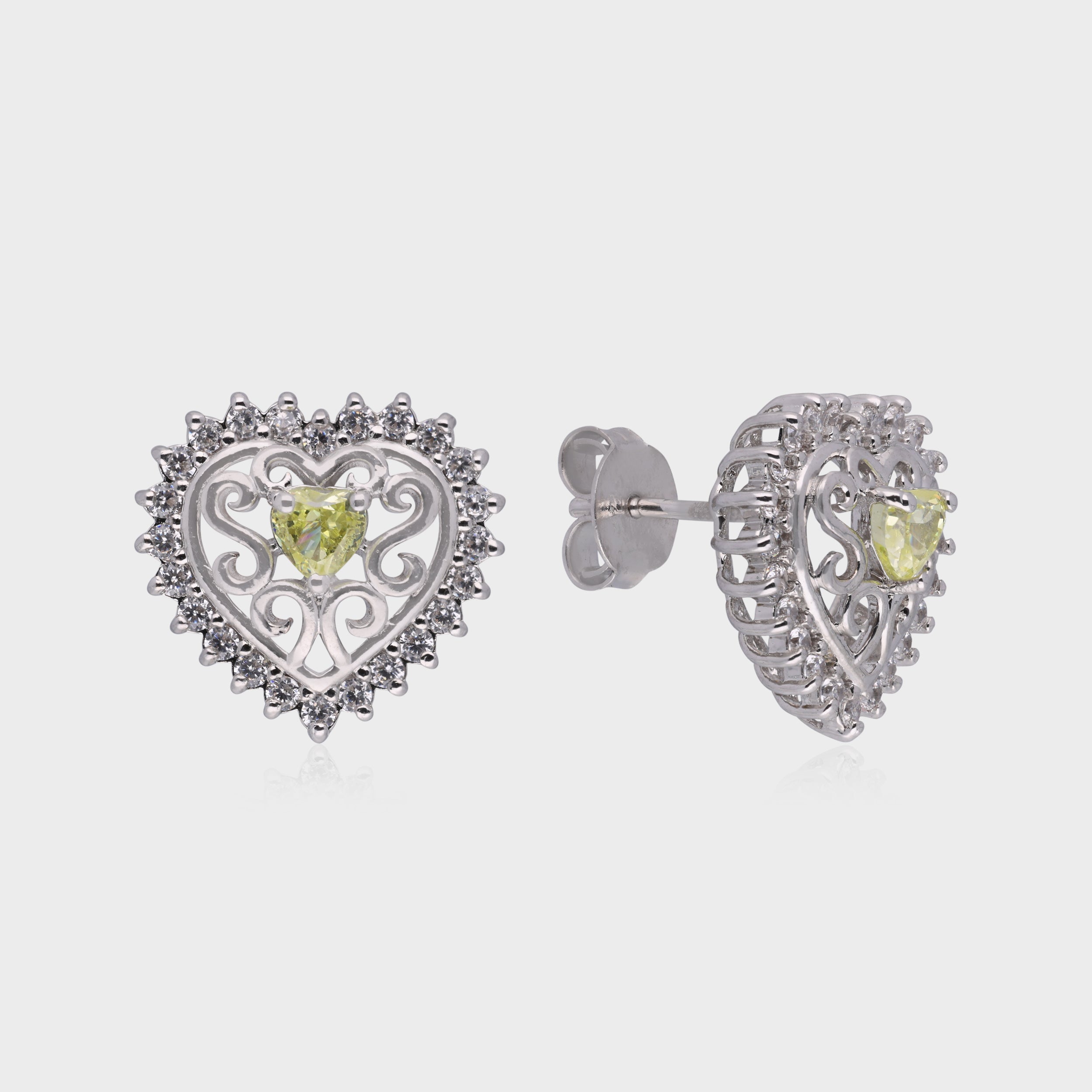 Ornate 925 Sterling Silver Heart Stud Earrings| SKU : 0003534885, 0021326653, 0021326509