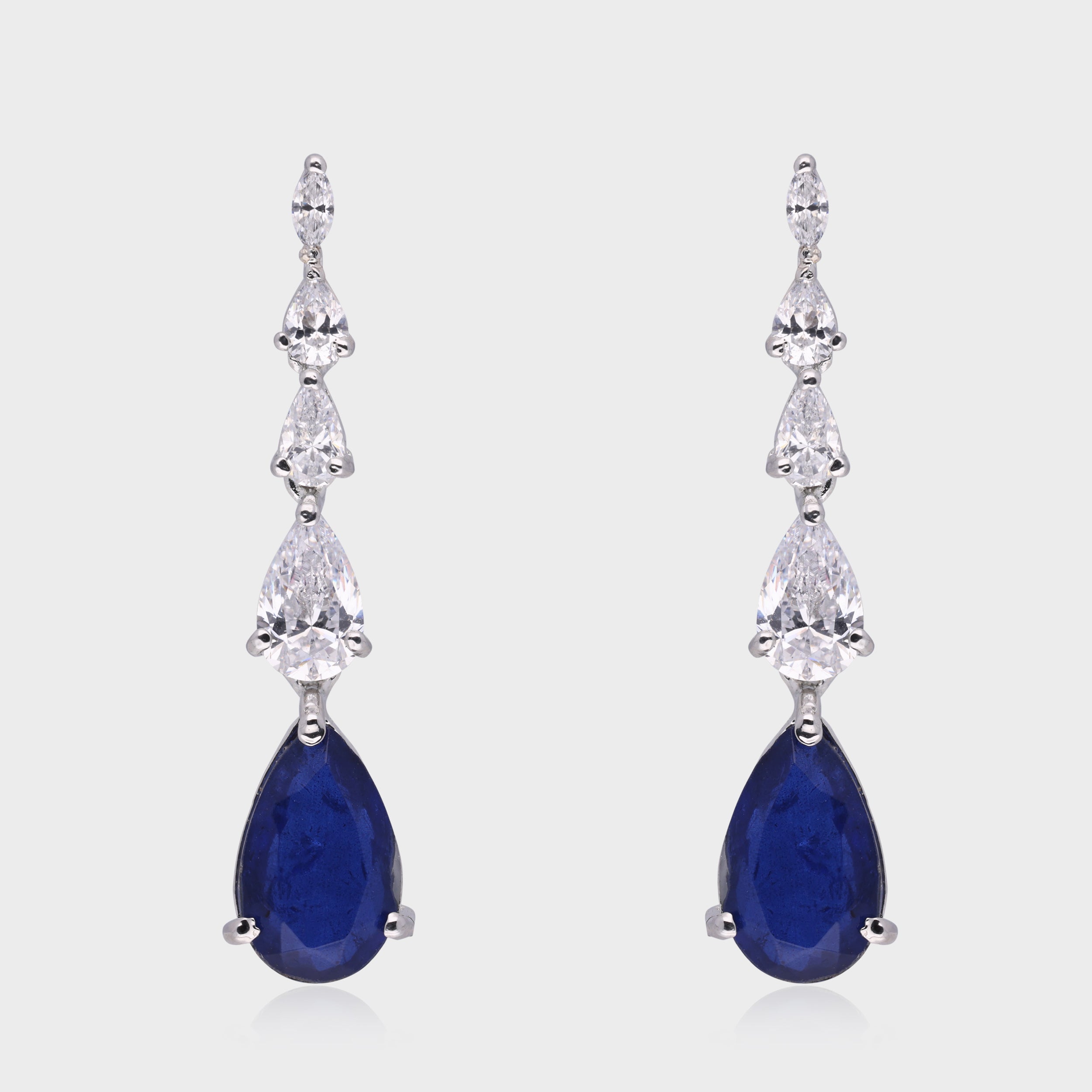 Elegant 925 Sterling Silver Blue Drop Earrings | SKU : 0003534922, 0021326721
