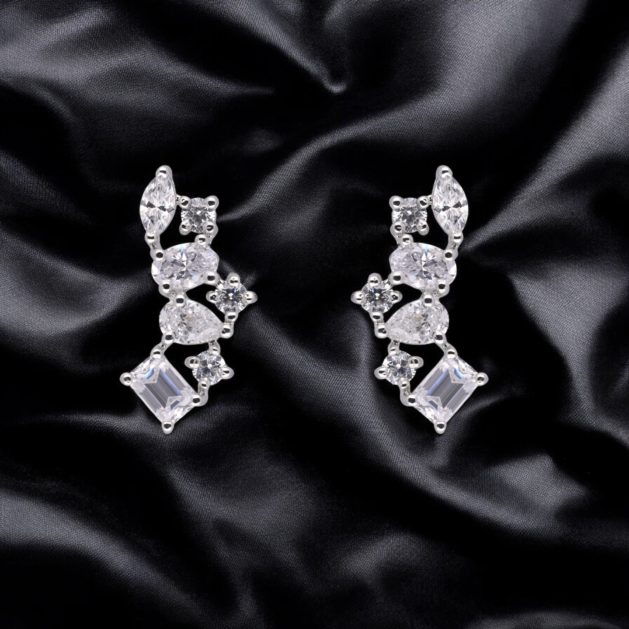 Elegant Sterling Silver Cluster Earrings | SKU : 0003534960, 0021326813, 0021326806