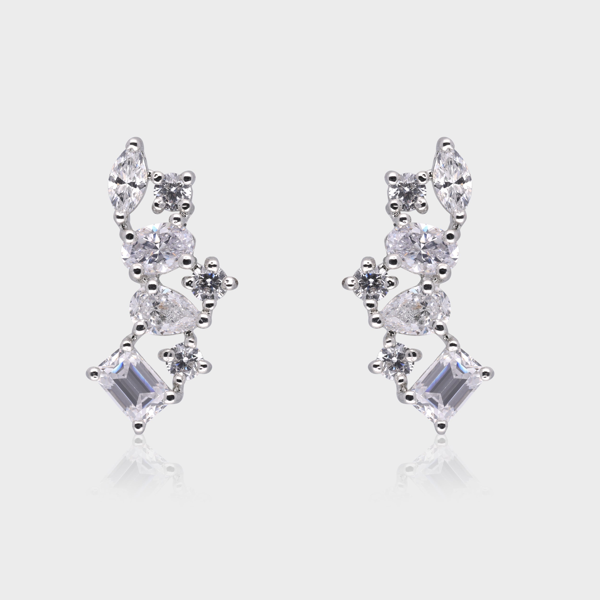Elegant Sterling Silver Cluster Earrings | SKU : 0003534960, 0021326813, 0021326806