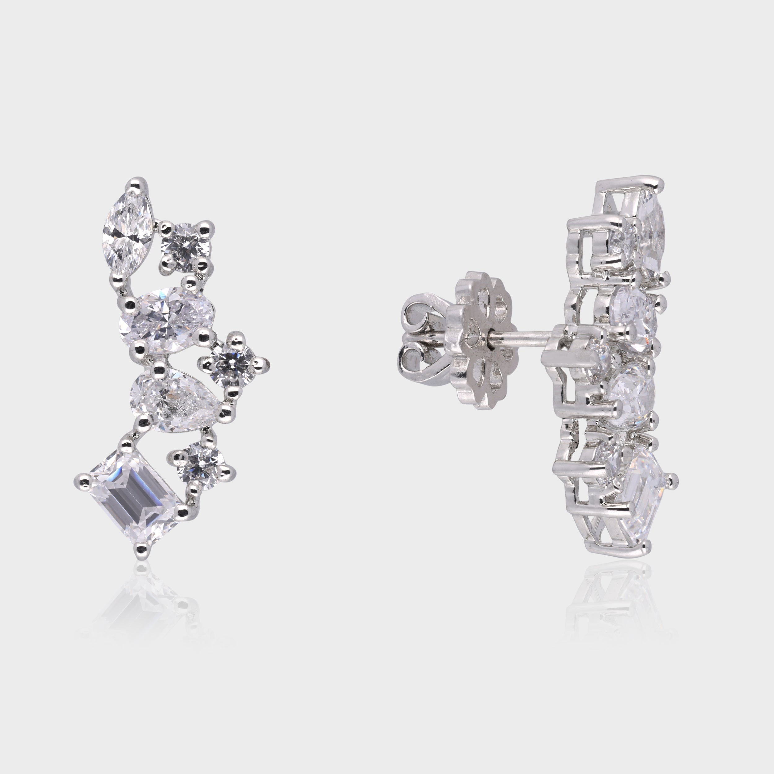 Elegant Sterling Silver Cluster Earrings | SKU : 0003534960, 0021326813, 0021326806