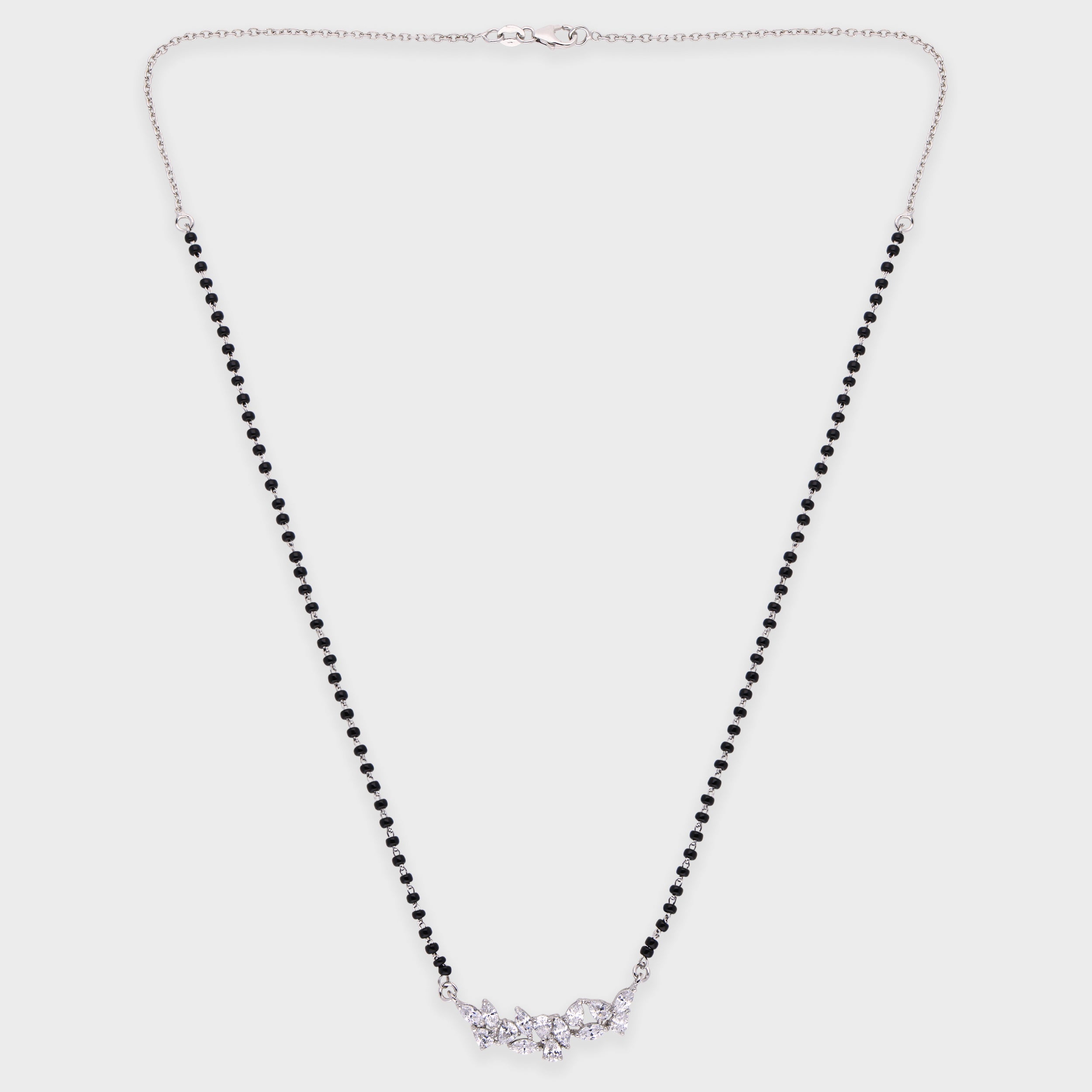Celestine Floral Diamond Motif Mangalsutra in Sterling Silver | SKU : 0003535417