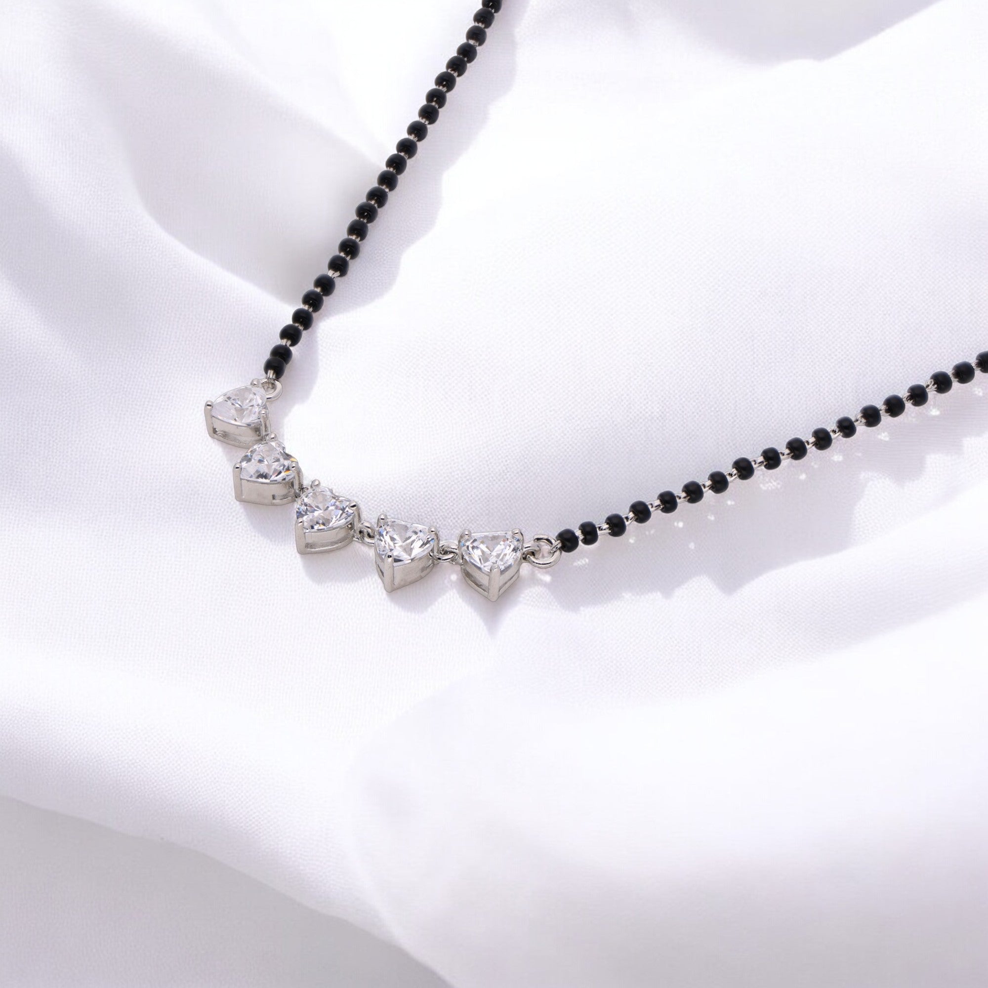 Astra Trilliant Cluster Mangalsutra in Sterling Silver | SKU : 0003535431