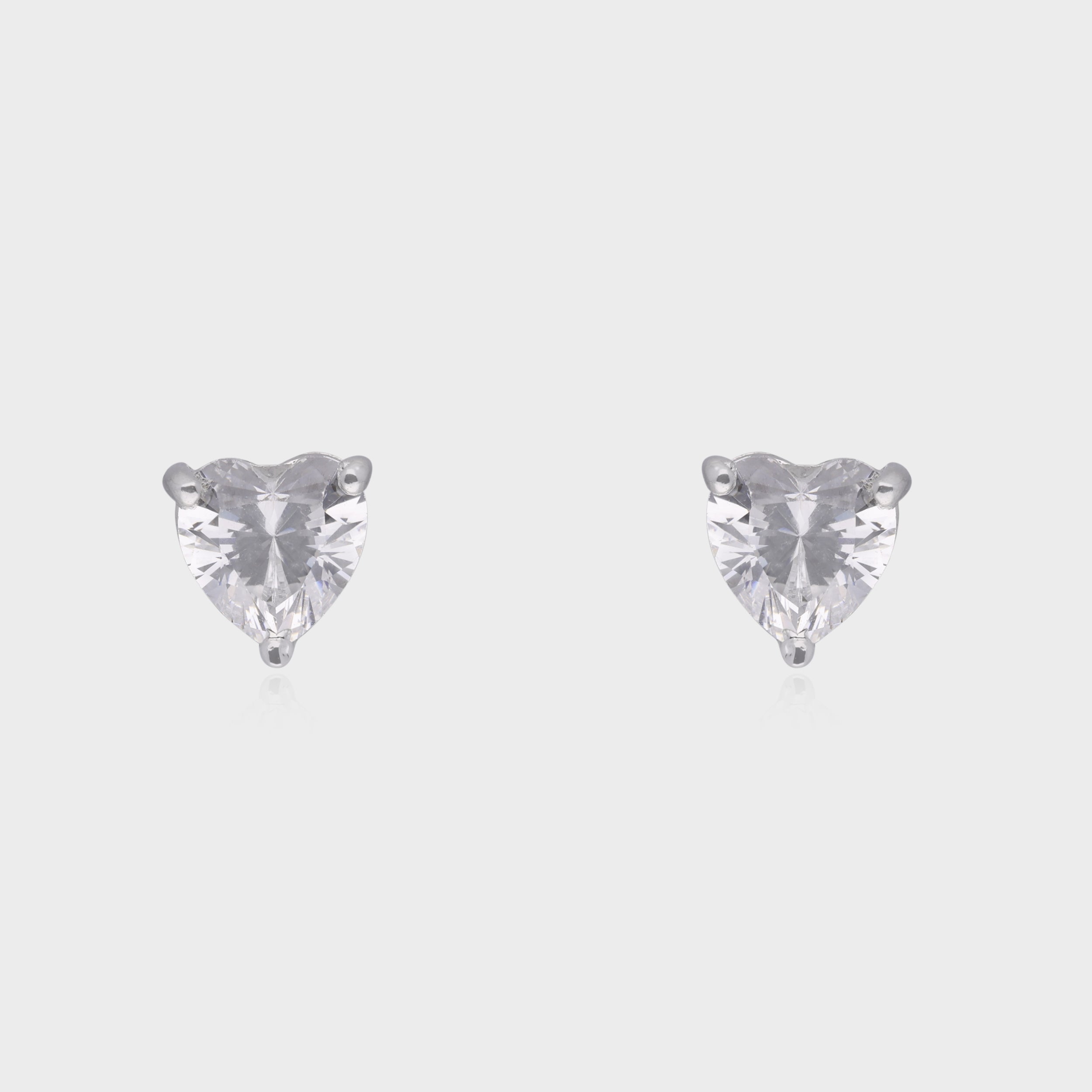 Refined Heart-Cut Sterling Silver Studs | SKU : 0003535448