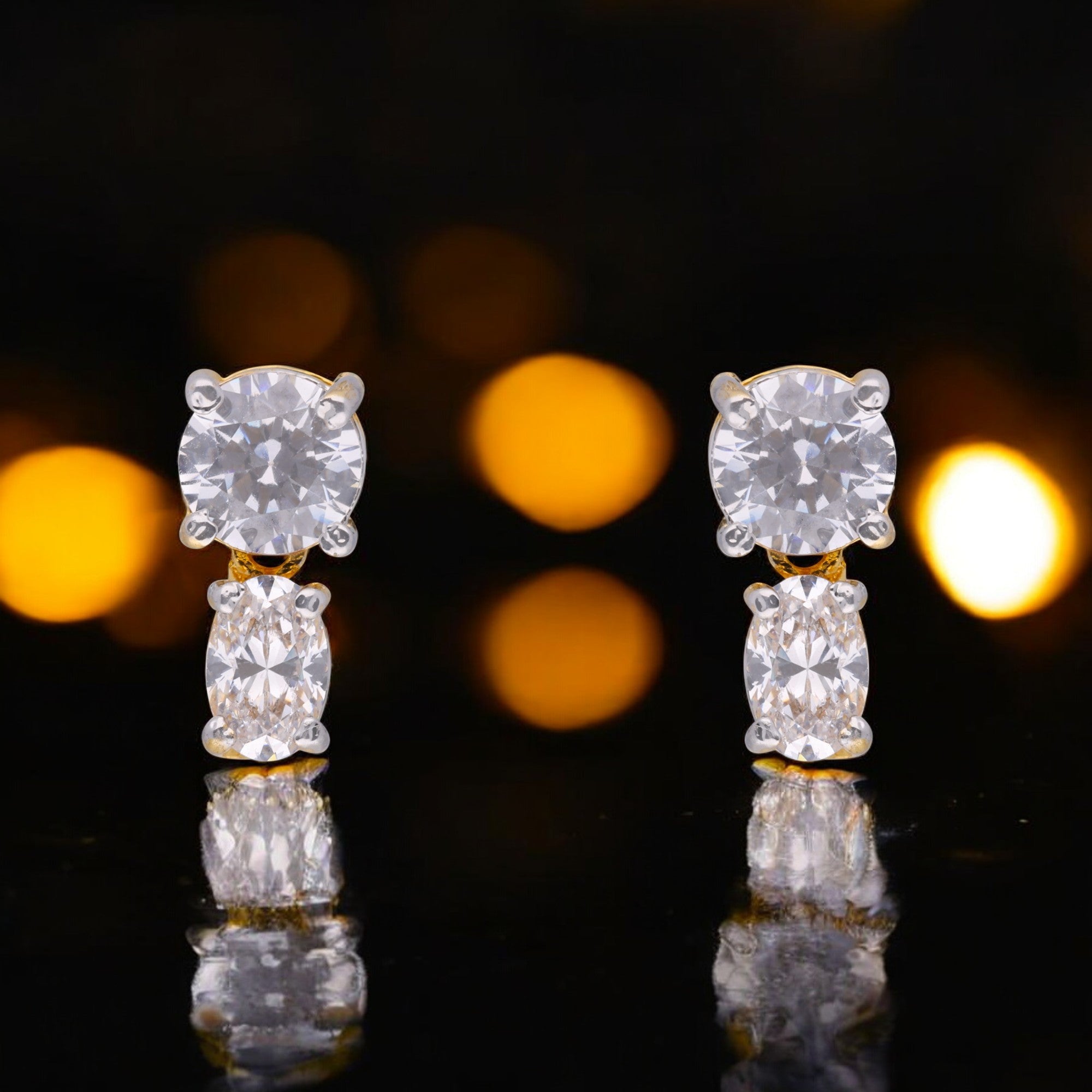 Duo Radiance Drop Studs in Gilded Sterling Silver | SKU : 0003535462