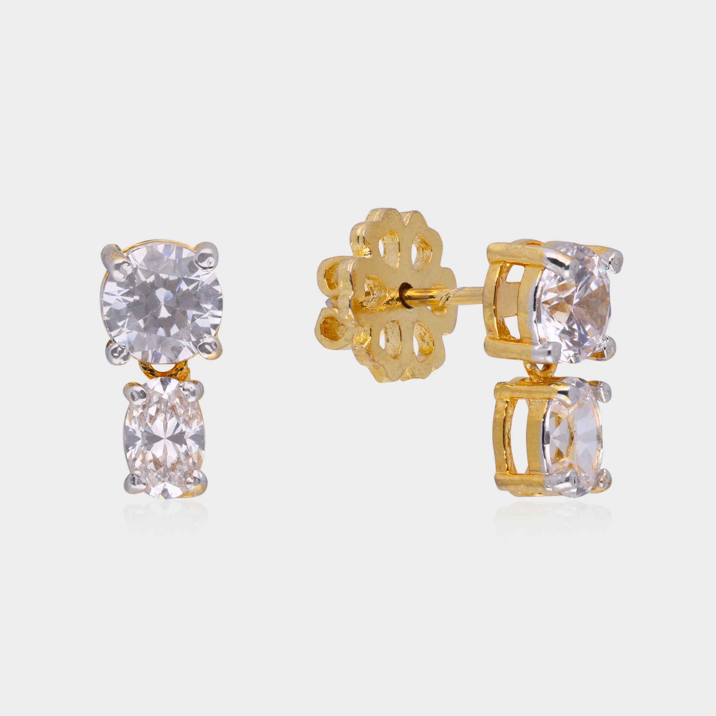 Duo Radiance Drop Studs in Gilded Sterling Silver | SKU : 0003535462