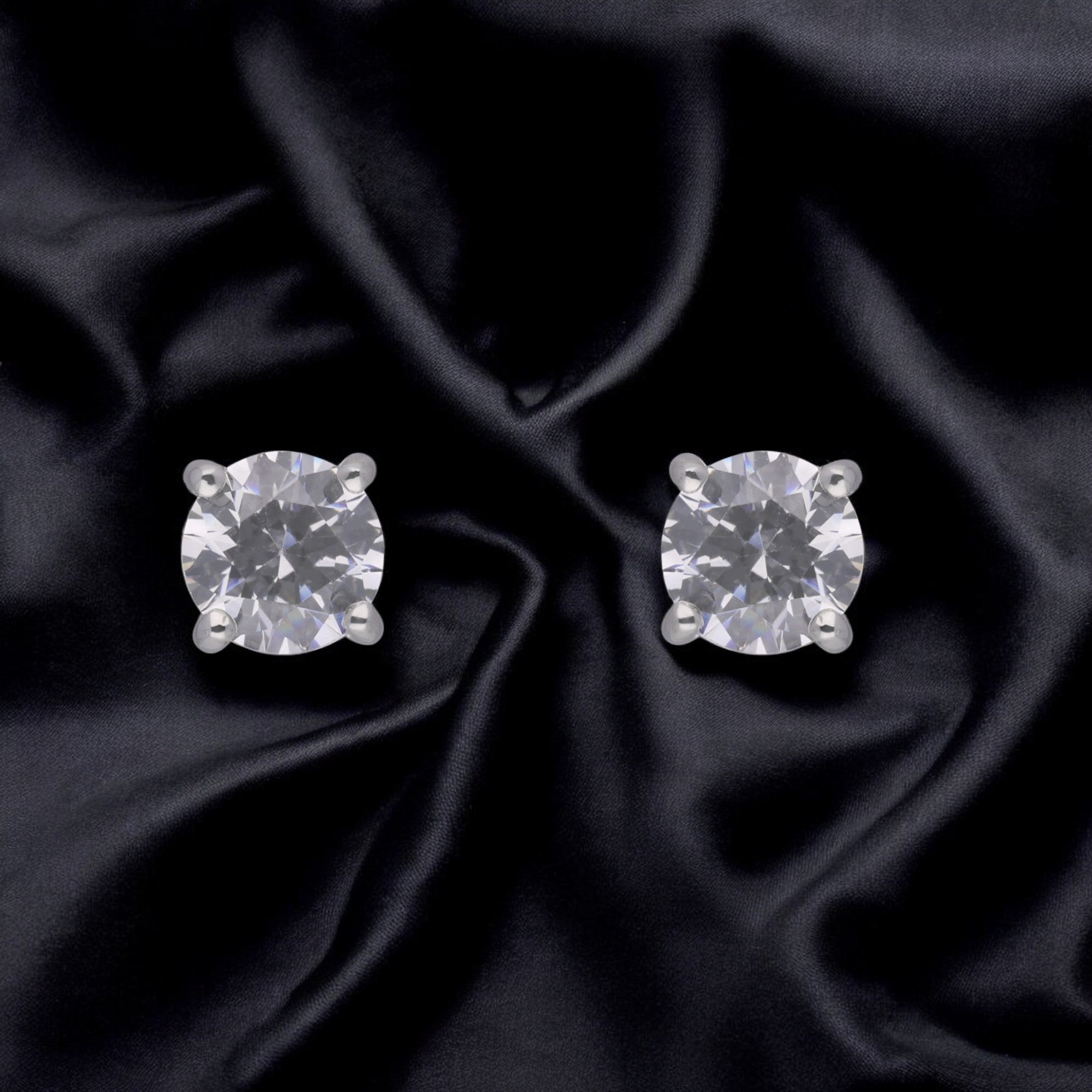 Lustrous Solitaire Stud Earrings in Sterling Silver | SKU : 0003535509