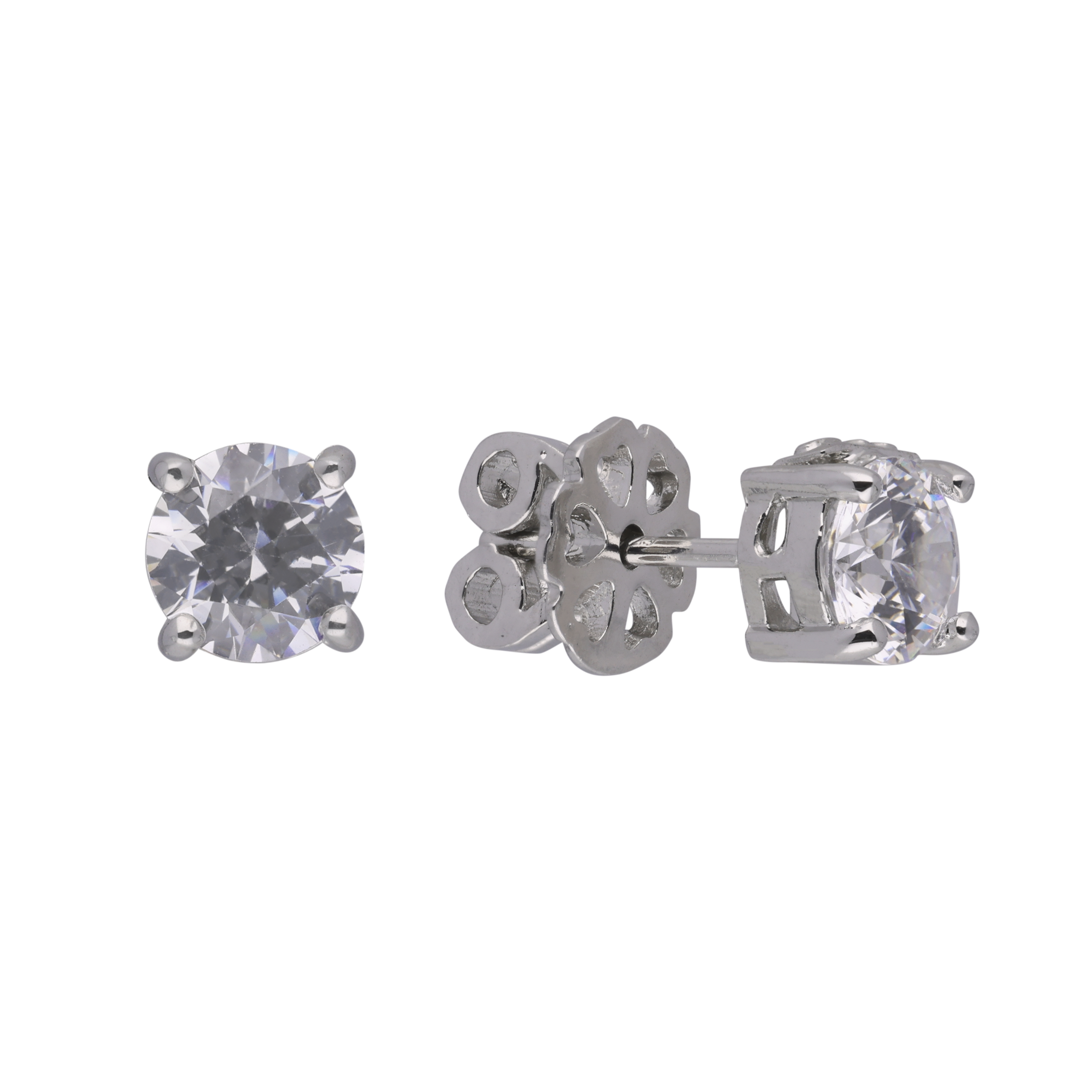 Lustrous Solitaire Stud Earrings in Sterling Silver | SKU : 0003535509
